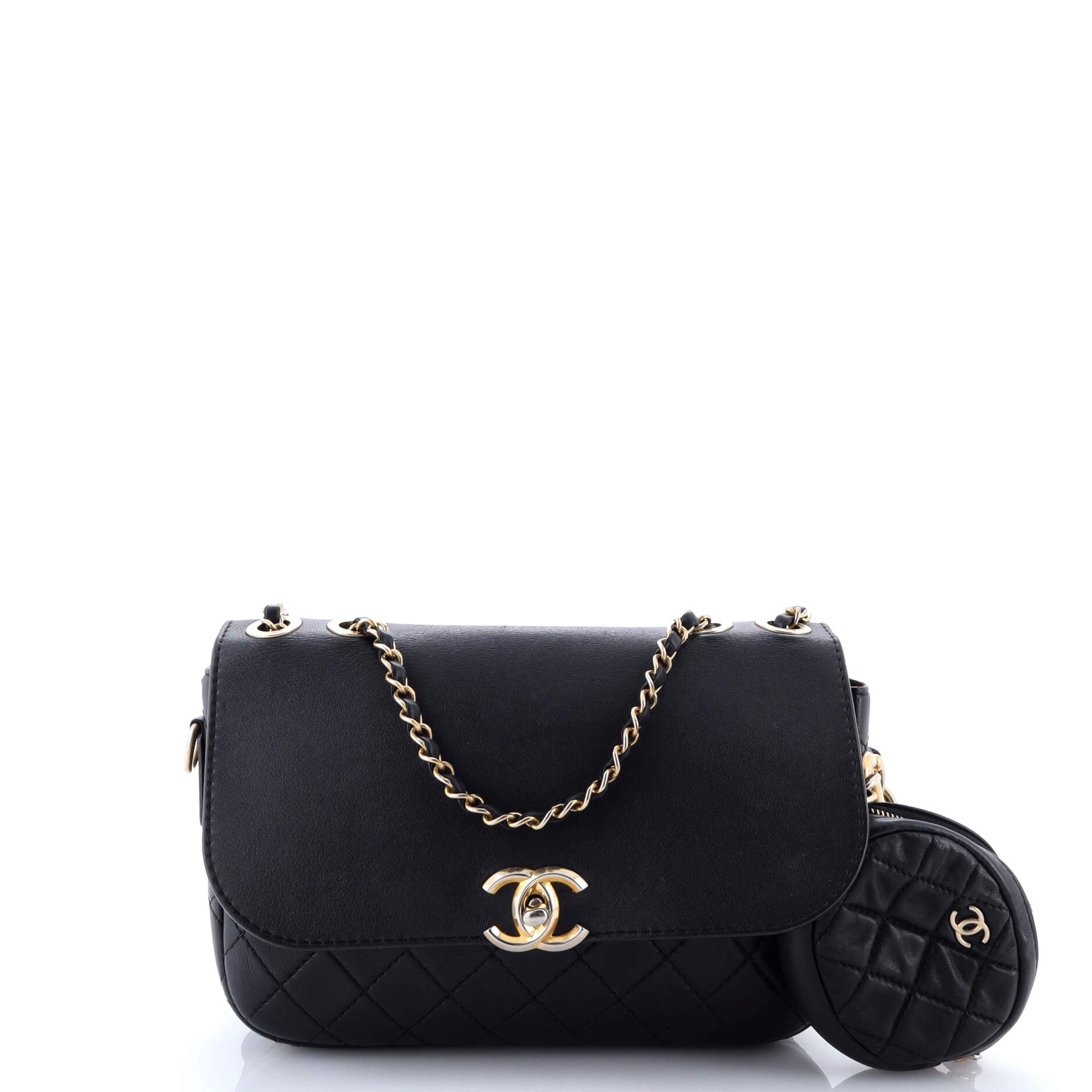 Chanel Multi Pouching Flap Bag with Coin Purse Quilted Calfskin Medium