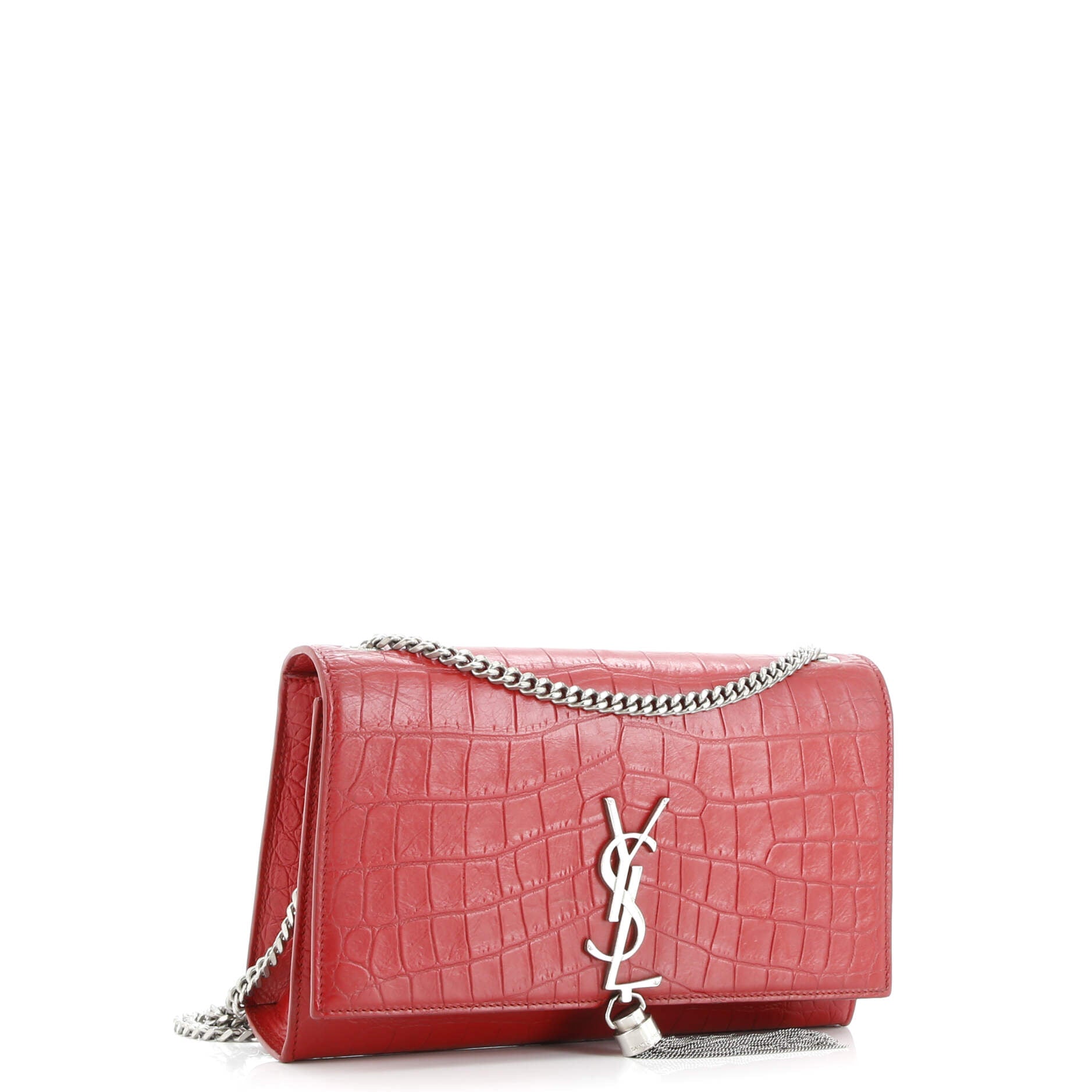 Saint Laurent Classic Monogram Tassel Crossbody Bag Crocodile Embossed Leather Medium