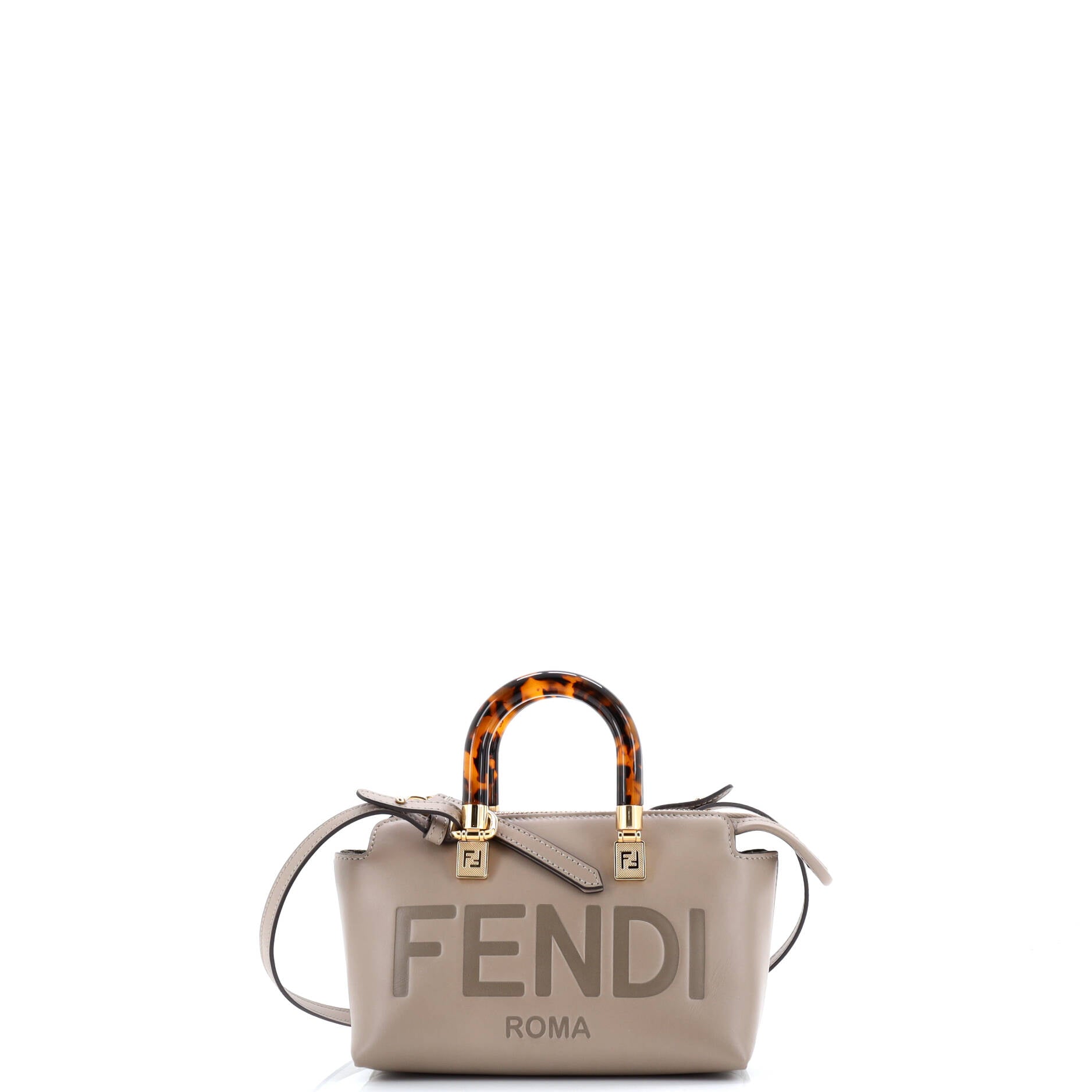 Fendi Logo By The Way Top Handle Bag Embossed Leather Mini