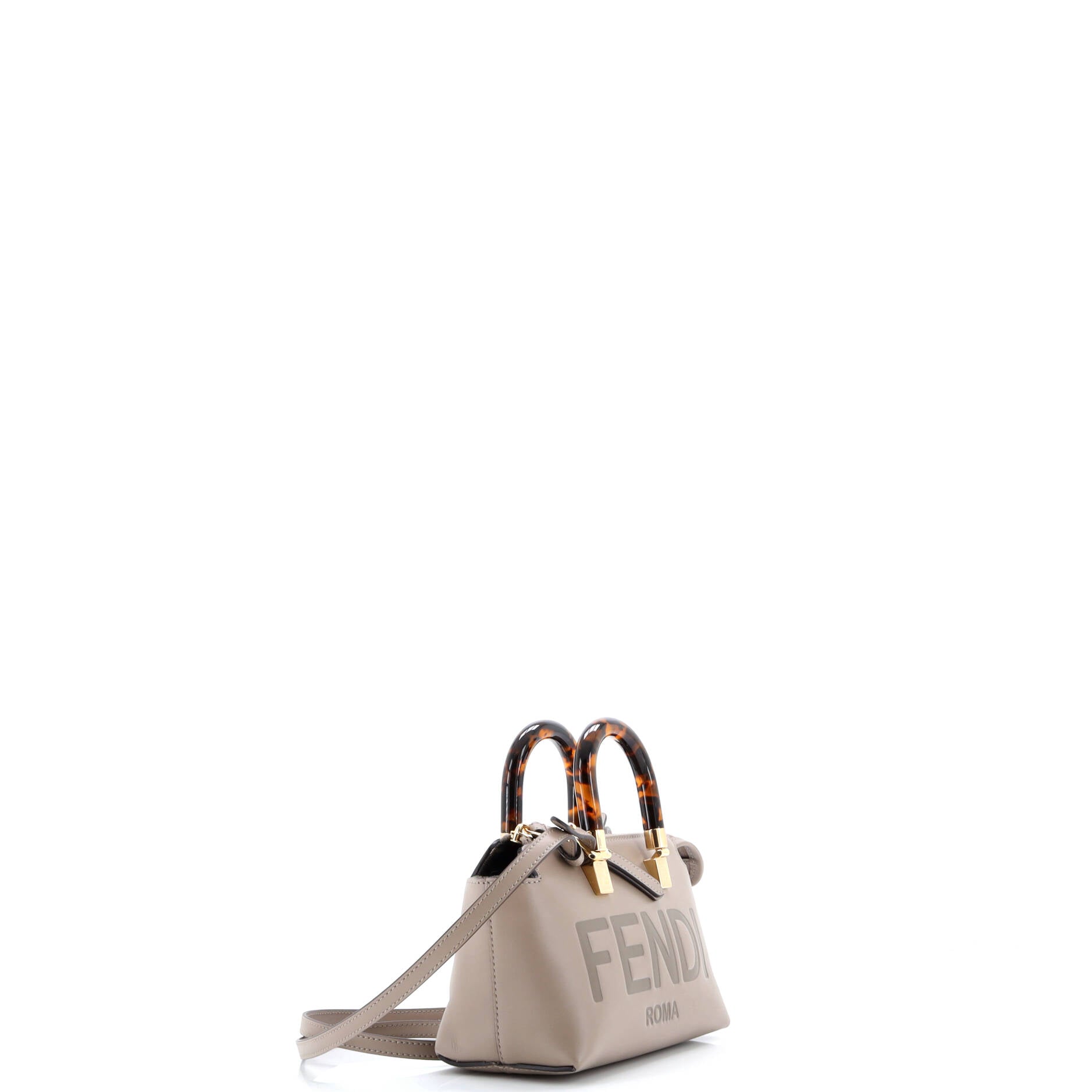 Fendi Logo By The Way Top Handle Bag Embossed Leather Mini