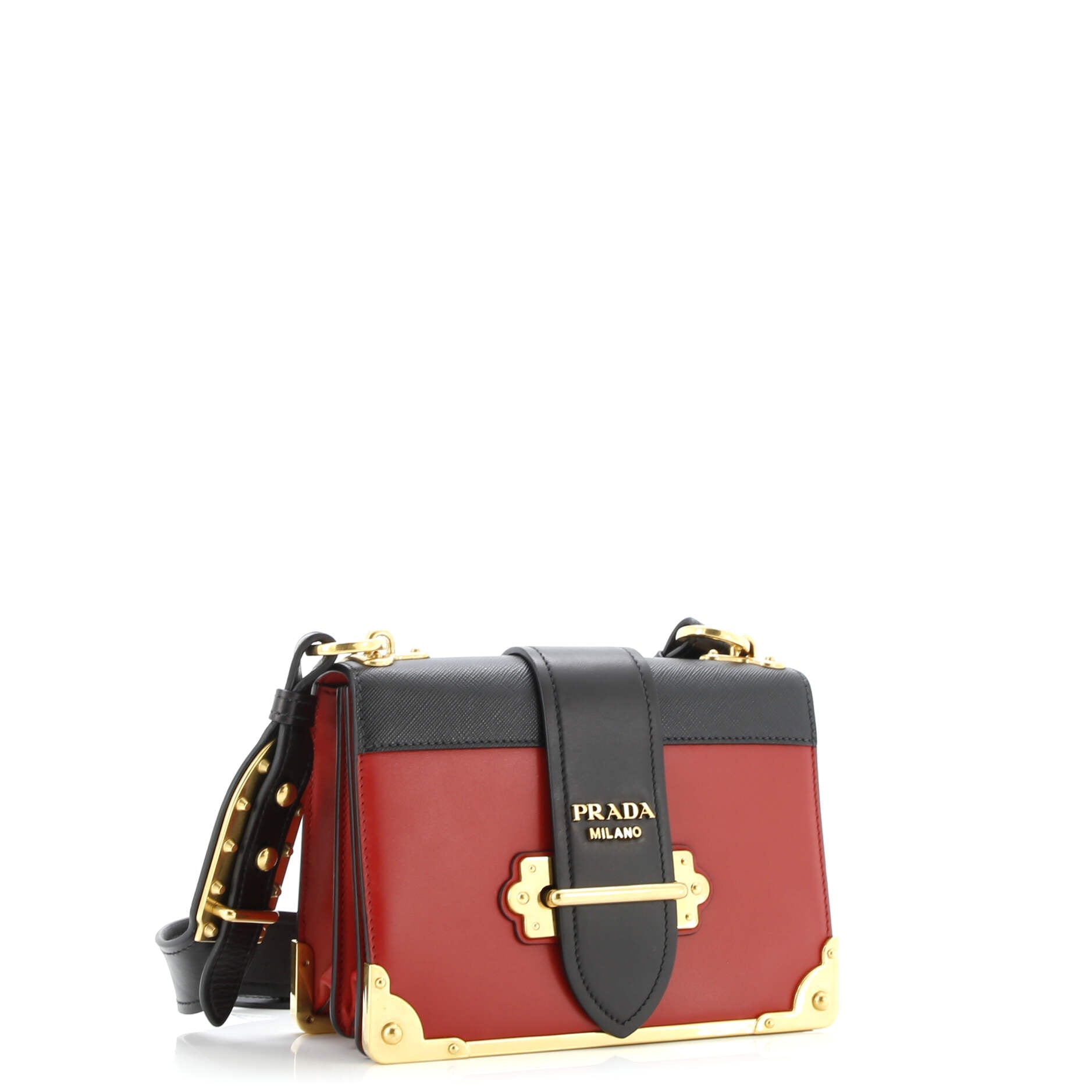 Prada Cahier Crossbody Bag Leather and Saffiano Leather Small