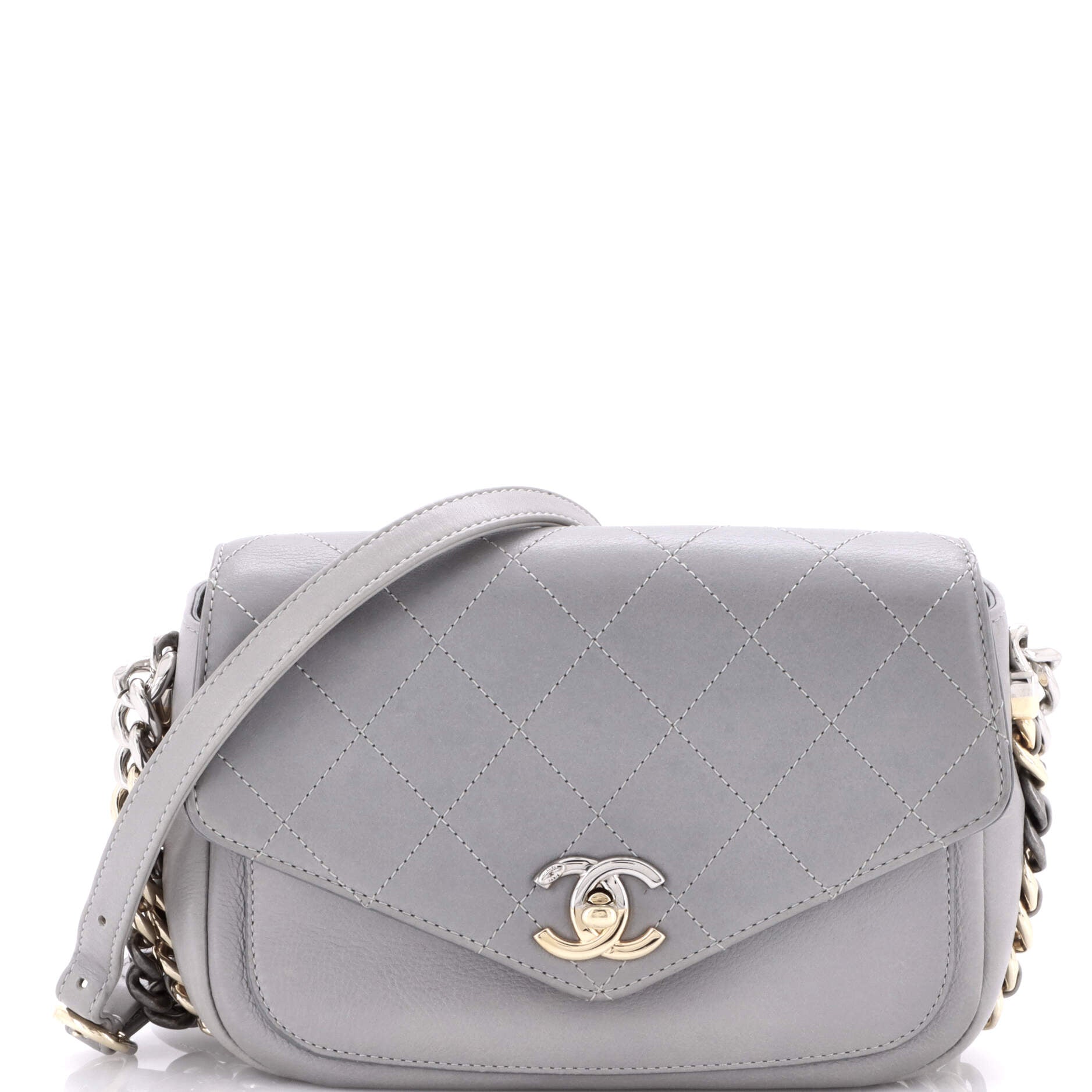 Two Tone Envelope Flap Bag Quilted Calfskin Medium by Rebag