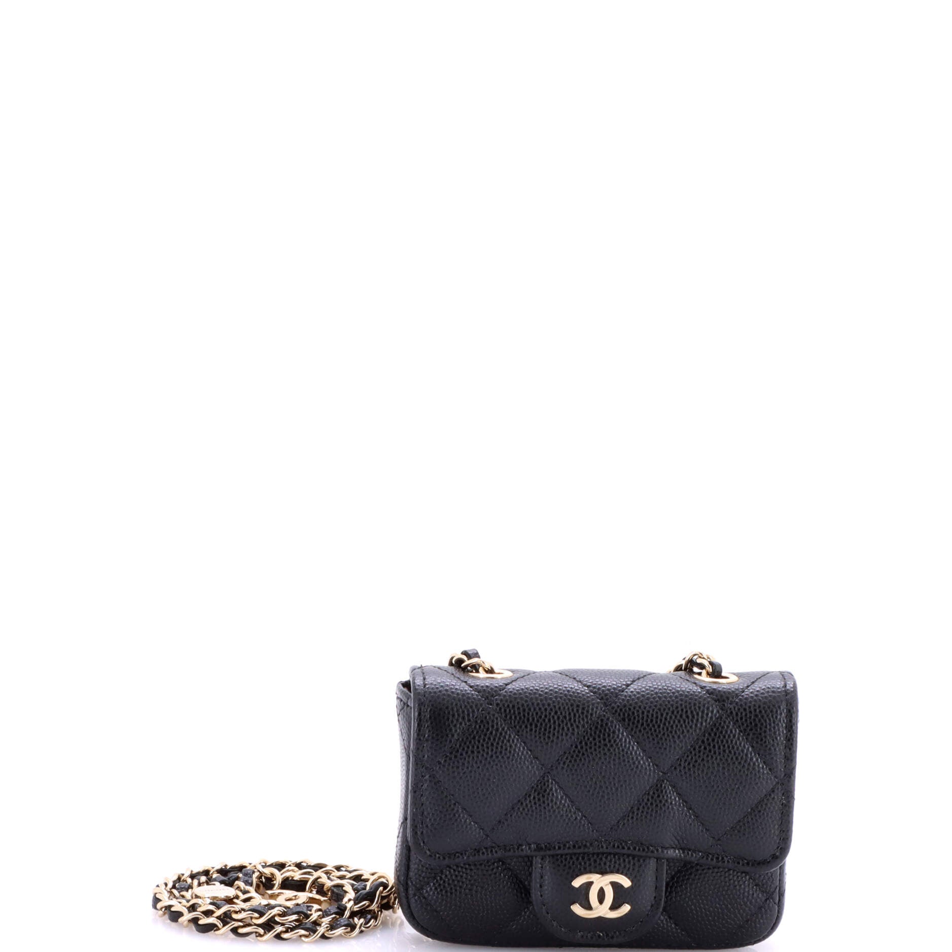 Chanel Classic Flap Chain Belt Bag Quilted Caviar Mini