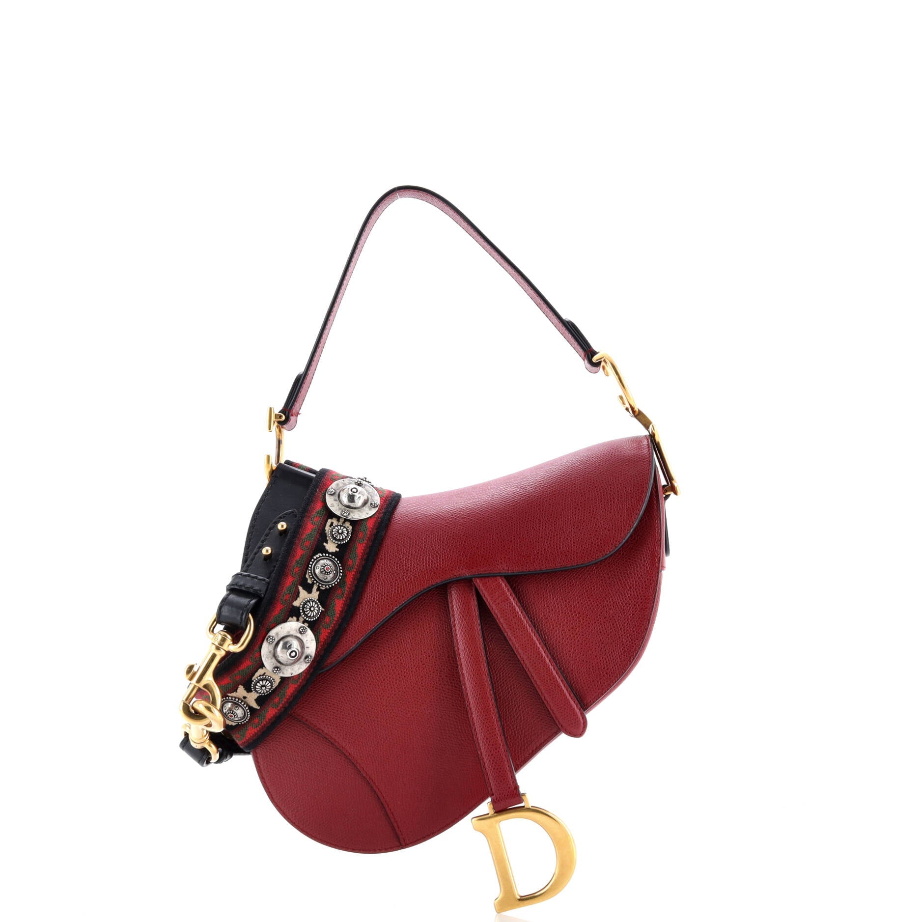 Christian Dior Saddle Handbag Leather Medium