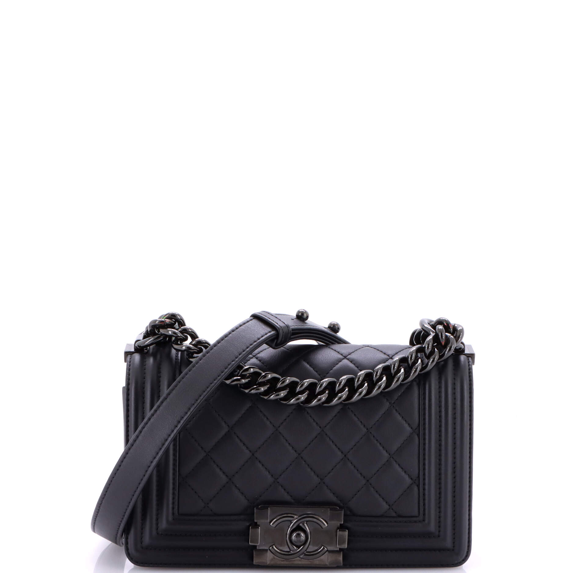 Chanel So Black Boy Flap Bag Quilted Lambskin Small