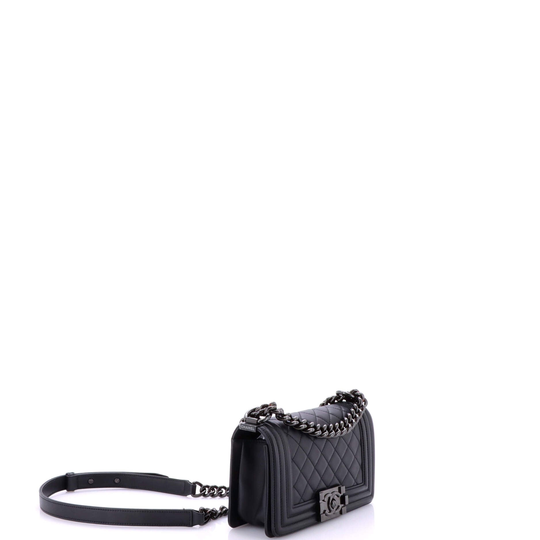 Chanel So Black Boy Flap Bag Quilted Lambskin Small