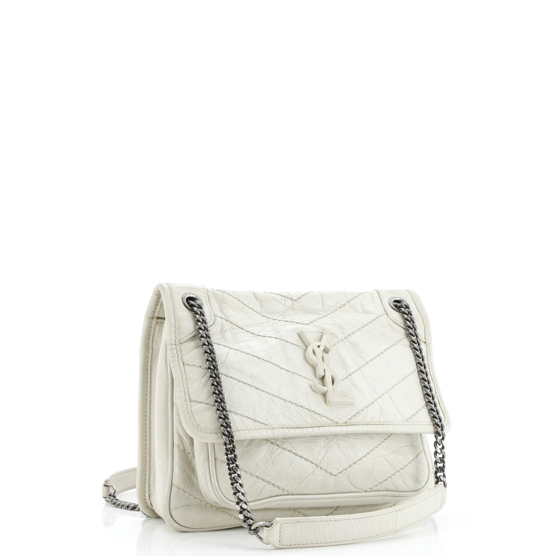 Saint Laurent Niki Chain Flap Bag Matelasse Chevron Leather Baby