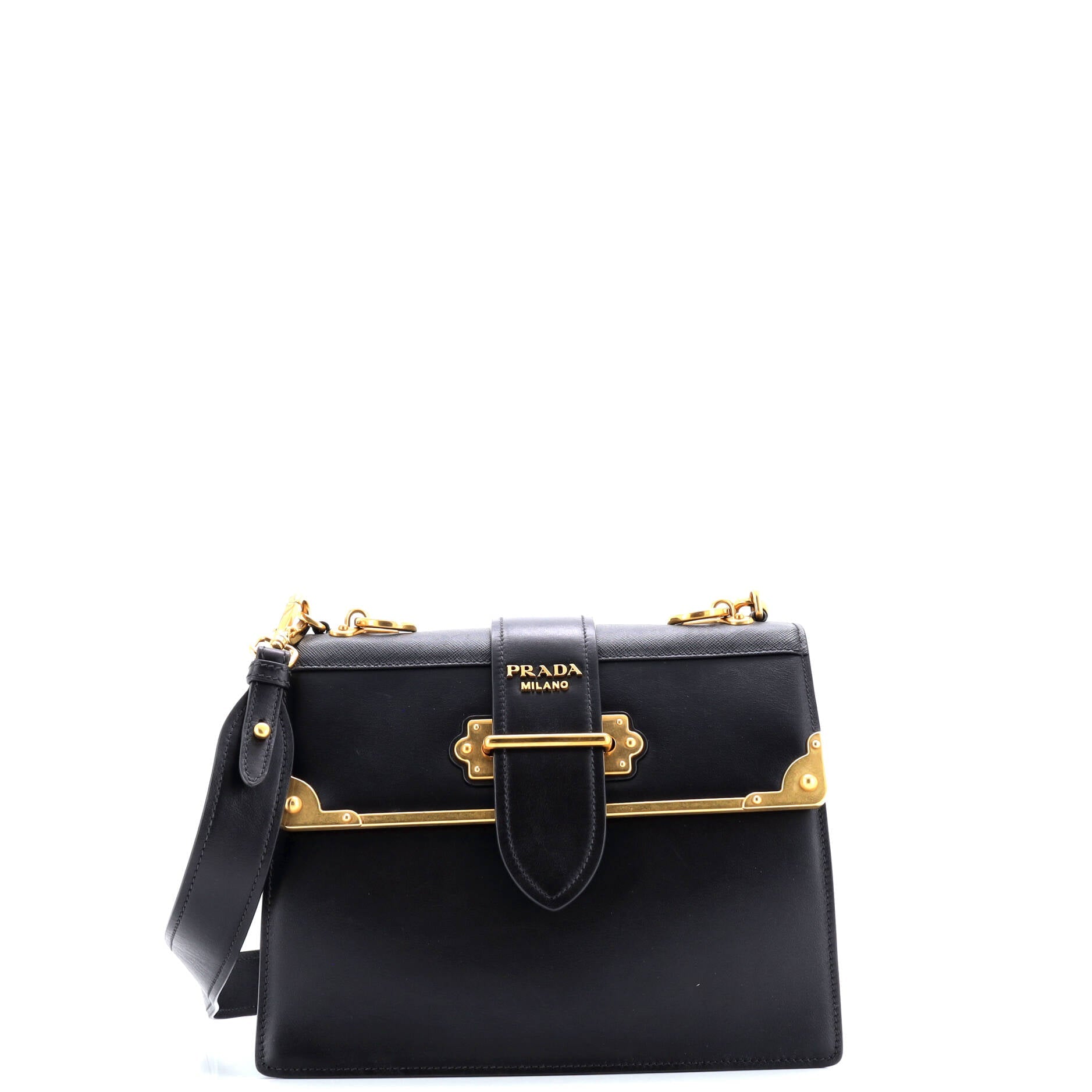 Prada Cahier Crossbody Bag Leather and Saffiano Leather Large