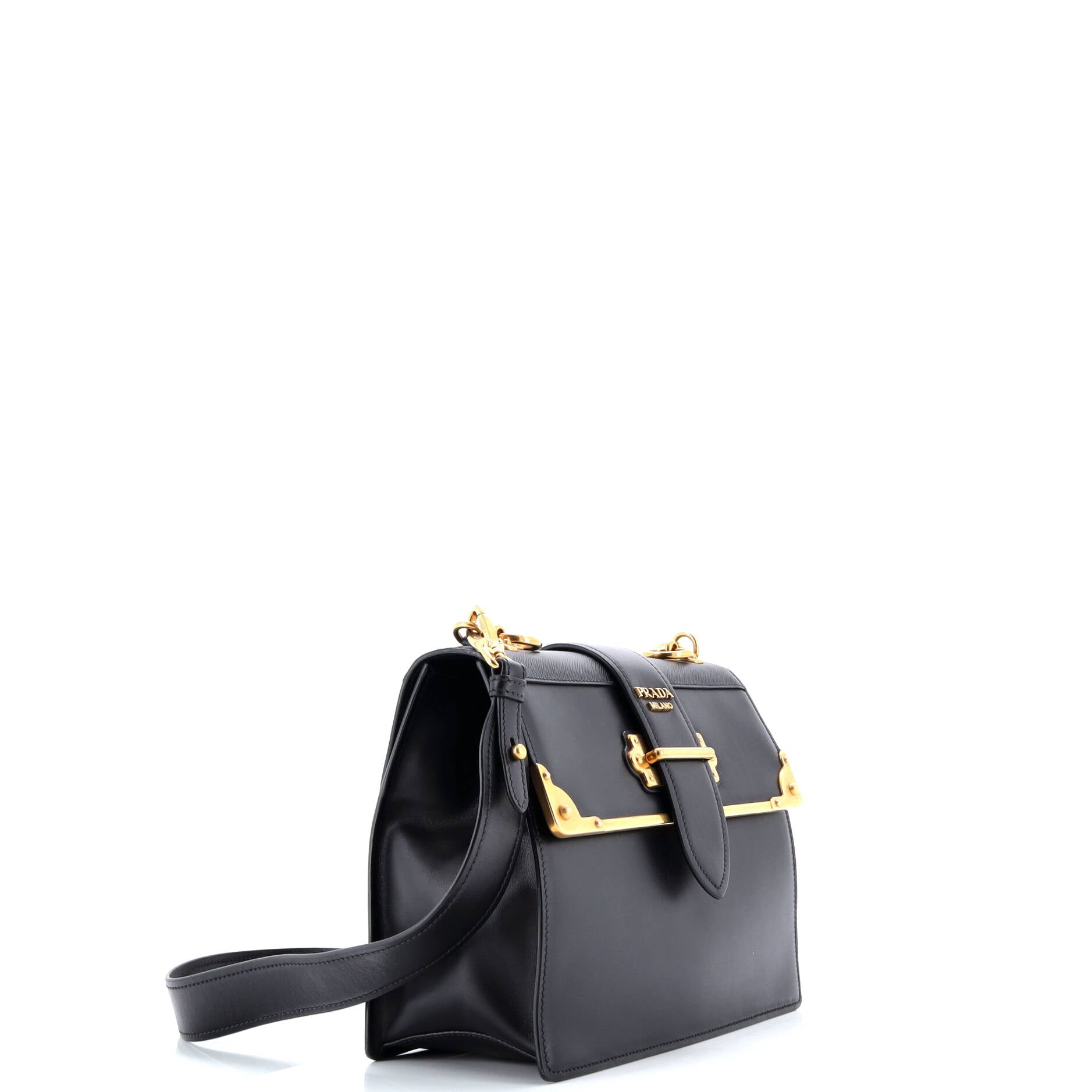 Prada Cahier Crossbody Bag Leather and Saffiano Leather Large