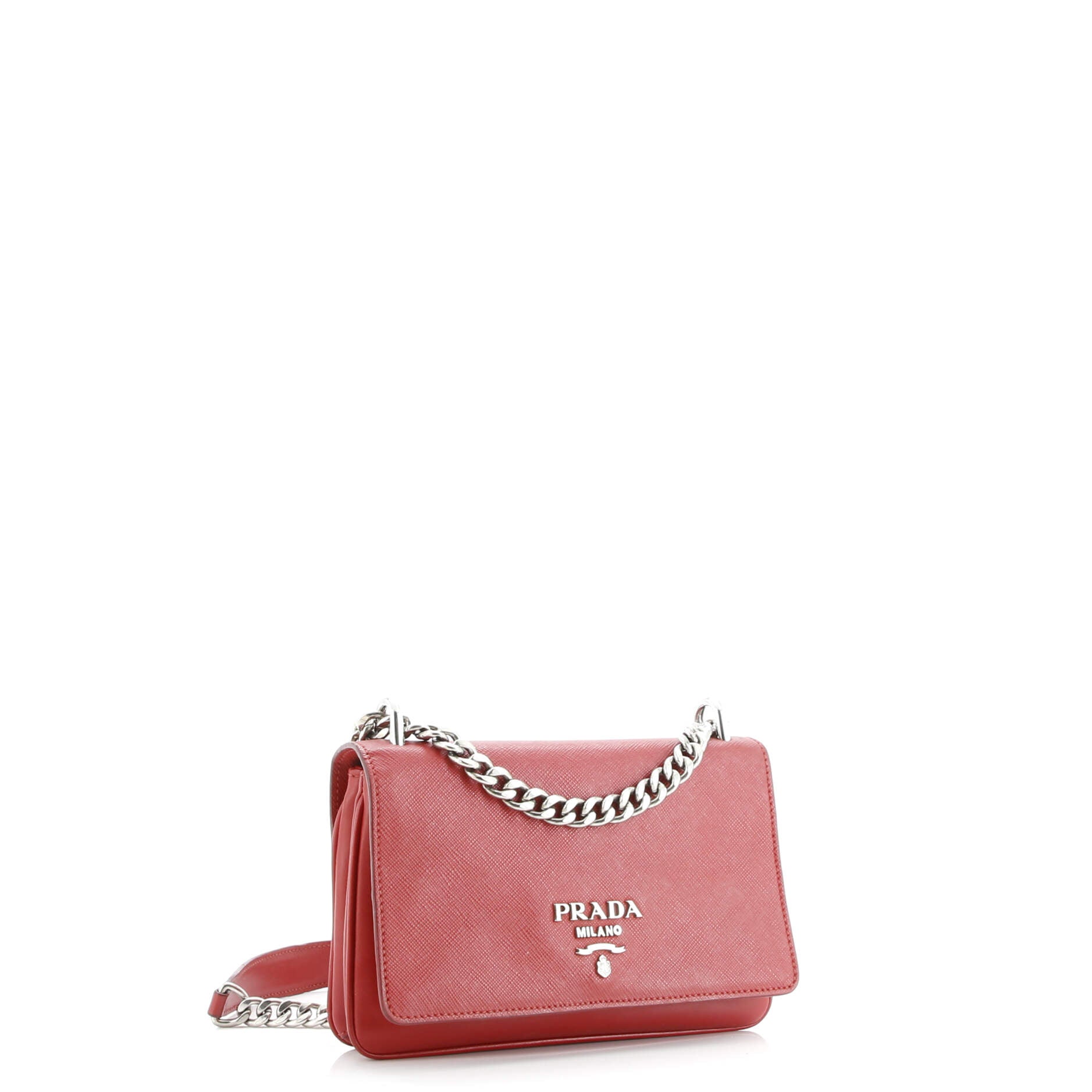 Prada Chain Flap Crossbody Bag Saffiano and Soft Calf Small