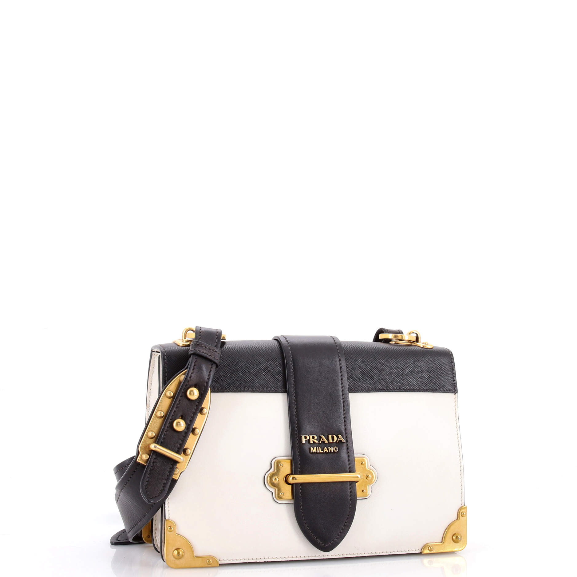 Prada Cahier Crossbody Bag Leather and Saffiano Leather Large