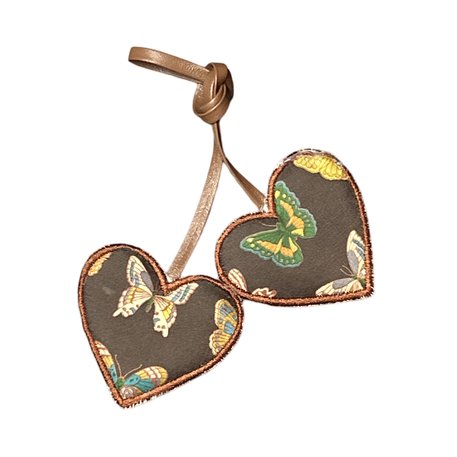 Farfalle Brown Scarf Double Heart Bag Charm