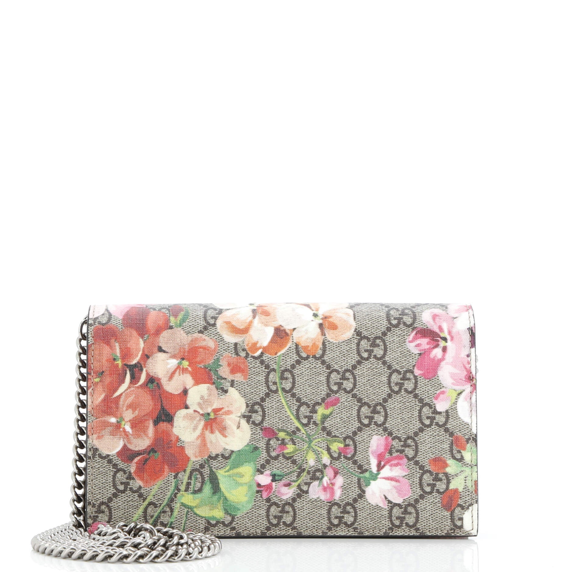 Gucci Chain Wallet Blooms Print GG Coated Canvas