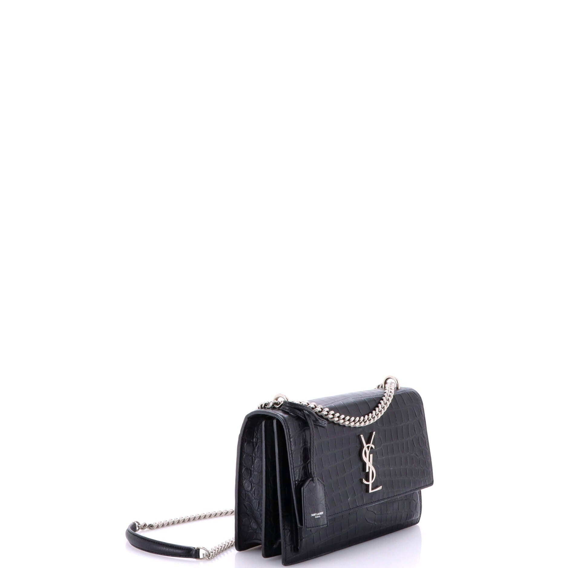 Saint Laurent Sunset Crossbody Bag Crocodile Embossed Leather Medium