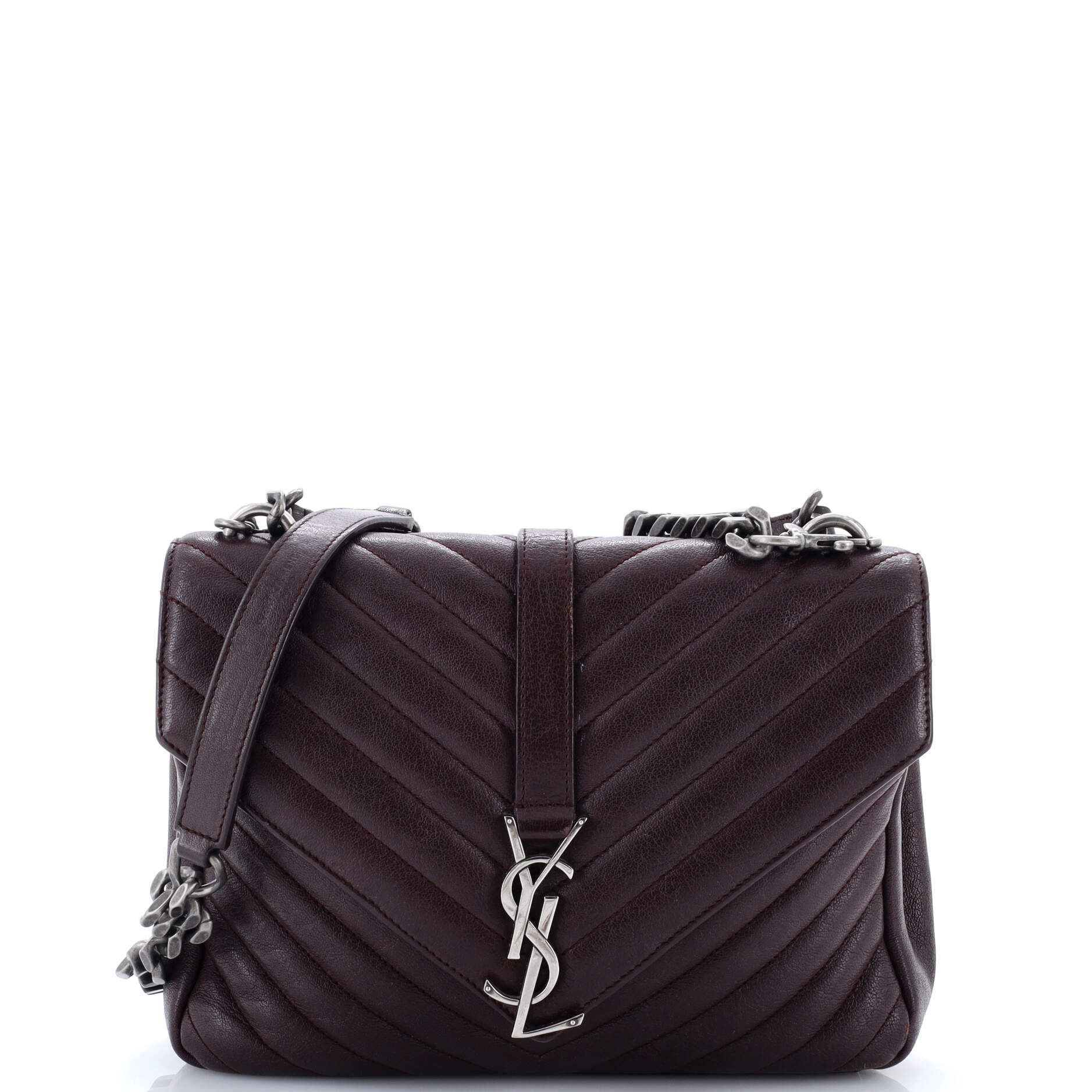 Saint Laurent Classic Monogram College Bag Matelasse Chevron Leather Medium