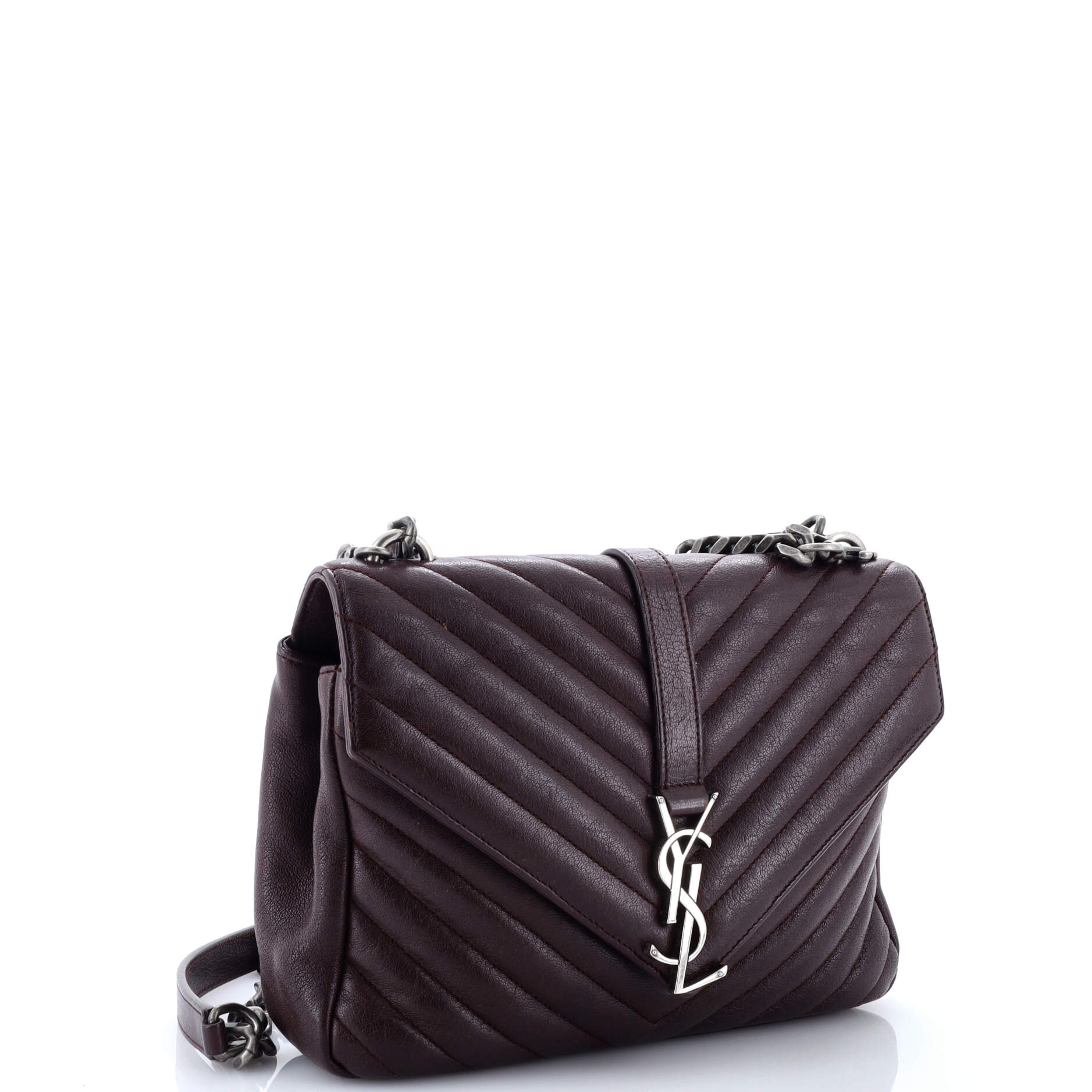 Saint Laurent Classic Monogram College Bag Matelasse Chevron Leather Medium