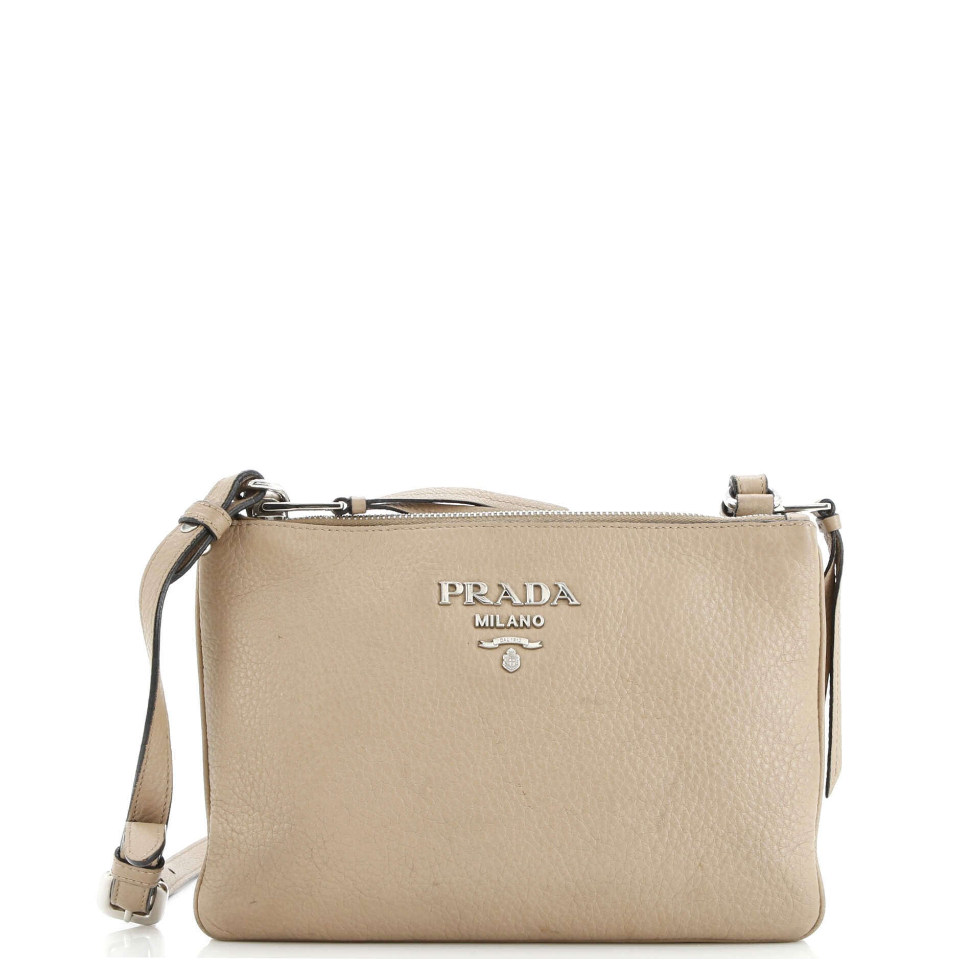 Prada Double Zip Crossbody Bag Vitello Daino Small