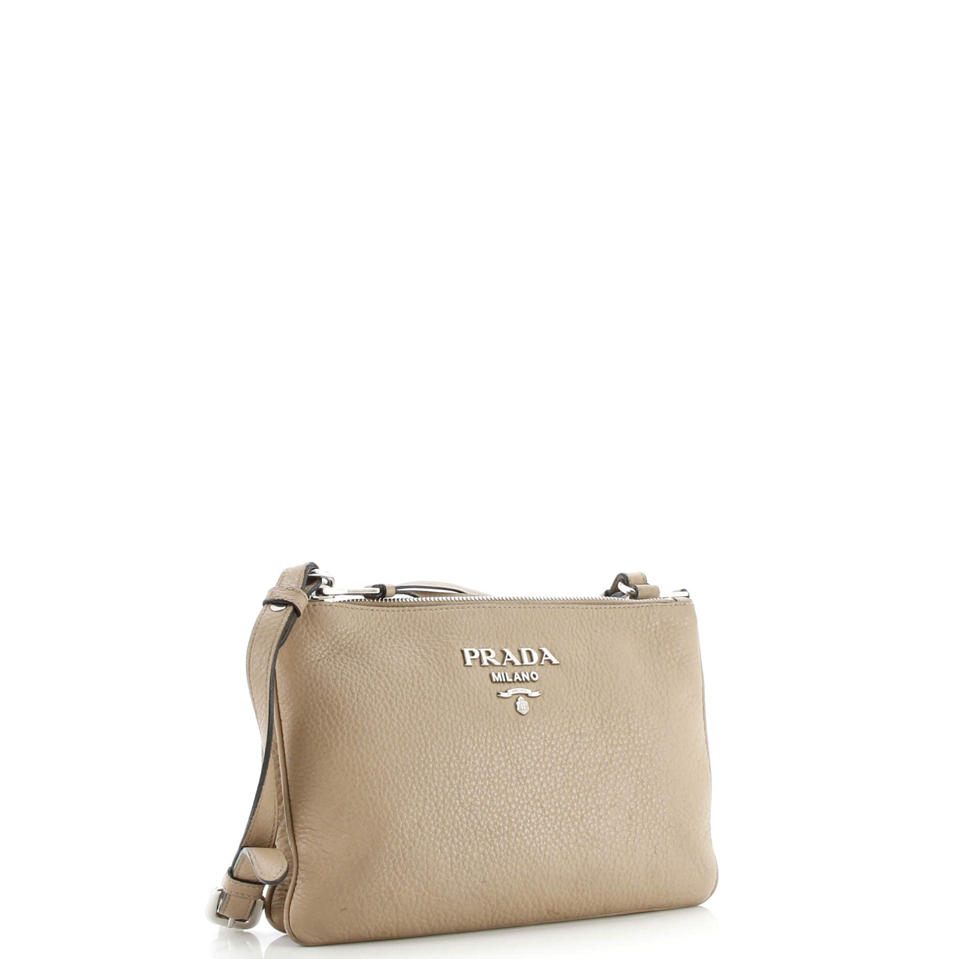 Prada Double Zip Crossbody Bag Vitello Daino Small