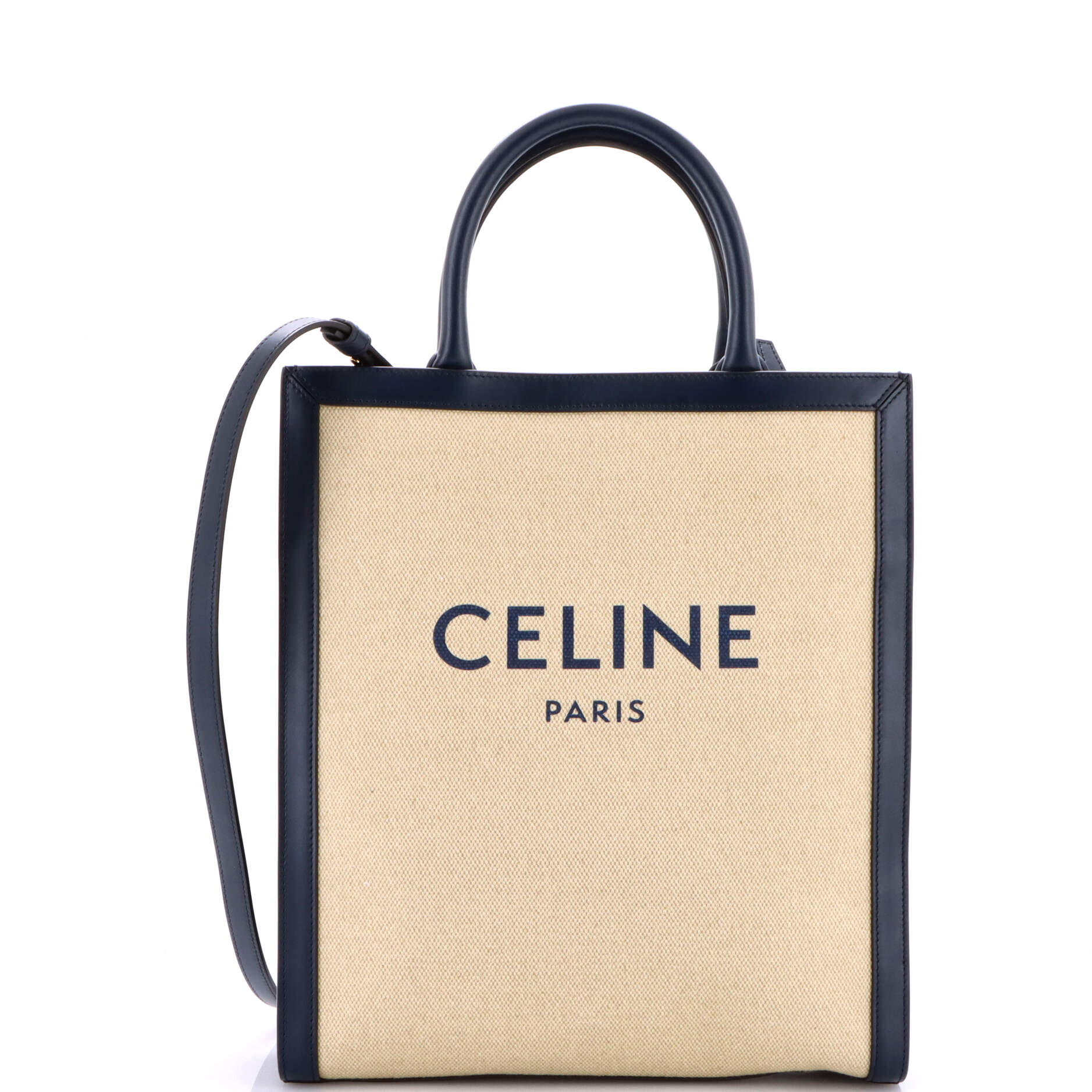 Celine Vertical Cabas Tote Canvas with Leather Small
