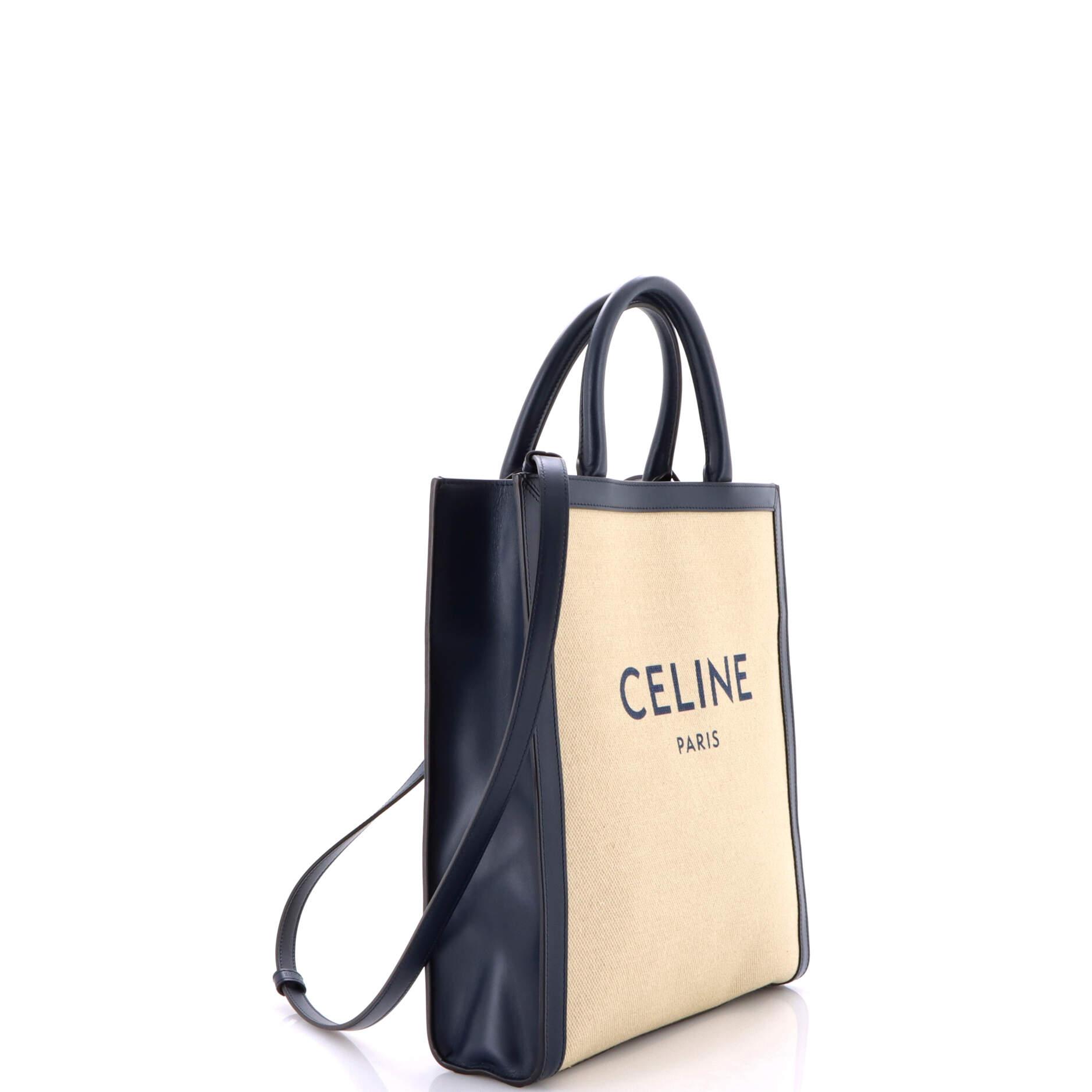 Celine Vertical Cabas Tote Canvas with Leather Small