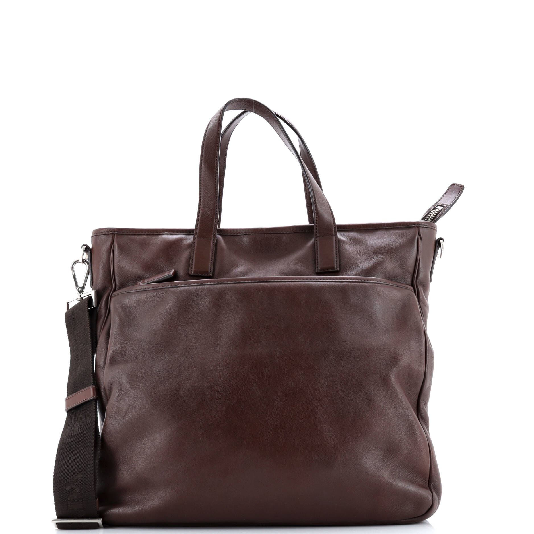 Prada Convertible Front Pocket Briefcase Tote Leather Medium