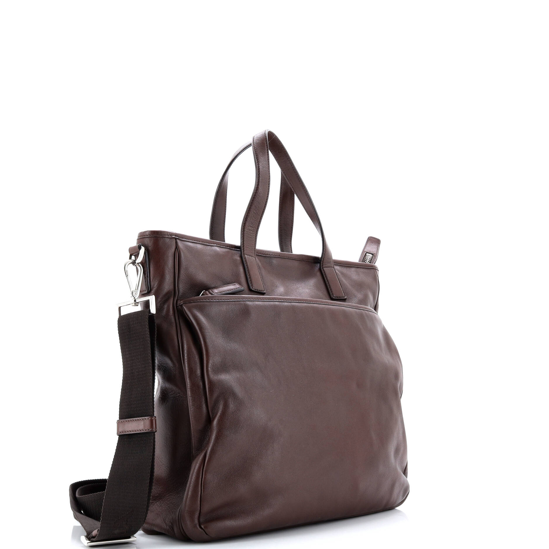 Prada Convertible Front Pocket Briefcase Tote Leather Medium