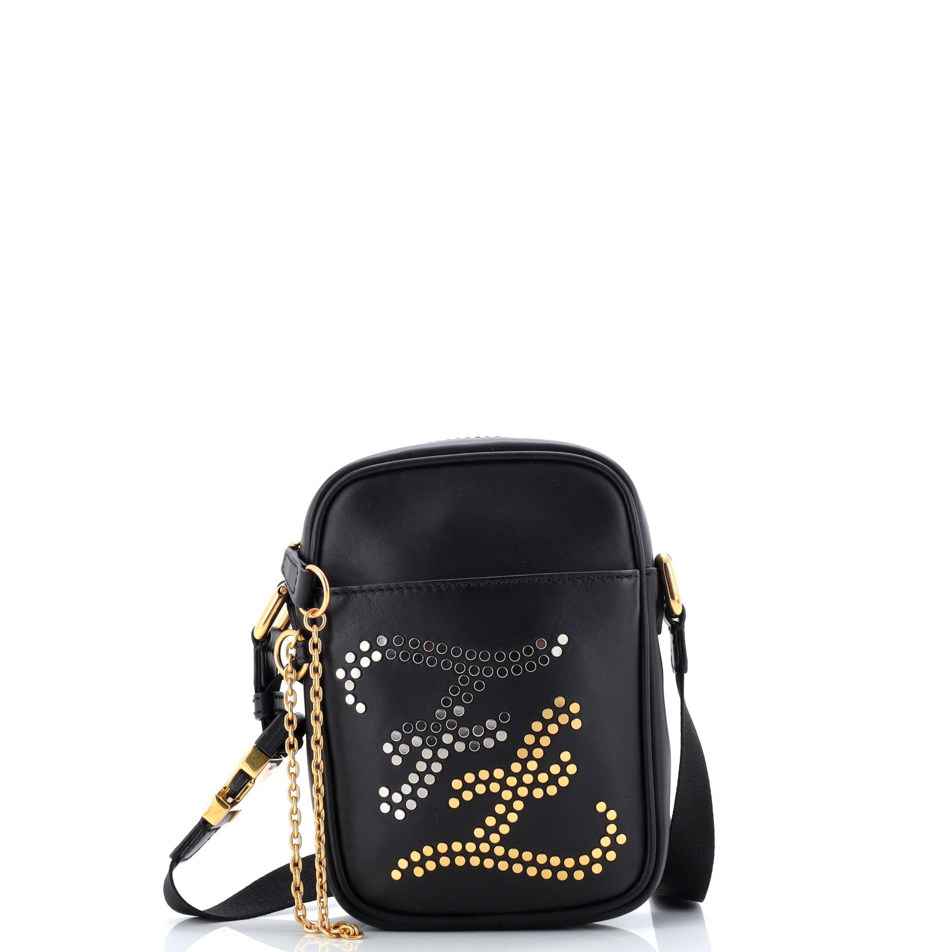 Fendi Karligraphy Messenger Bag Studded Leather Small