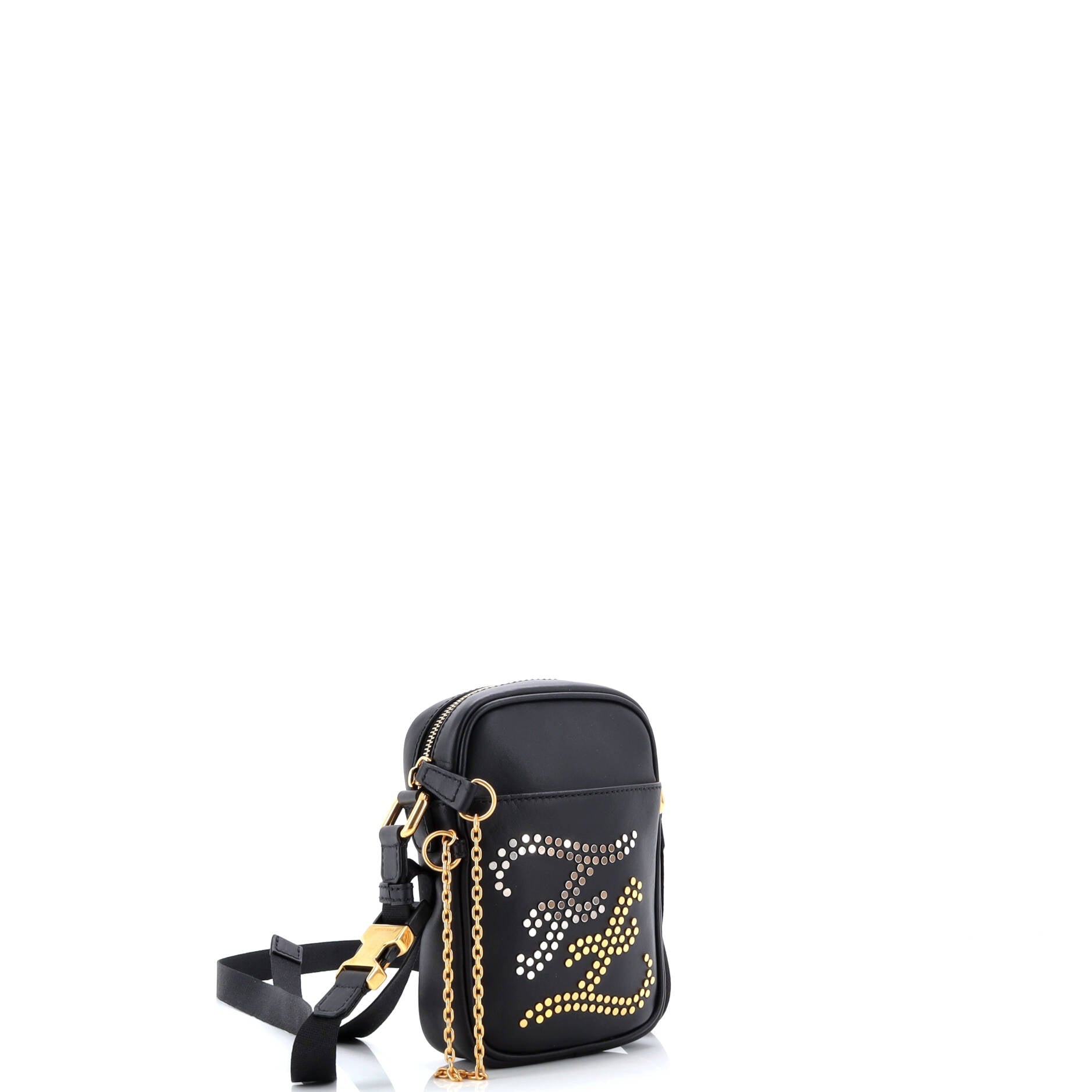 Fendi Karligraphy Messenger Bag Studded Leather Small