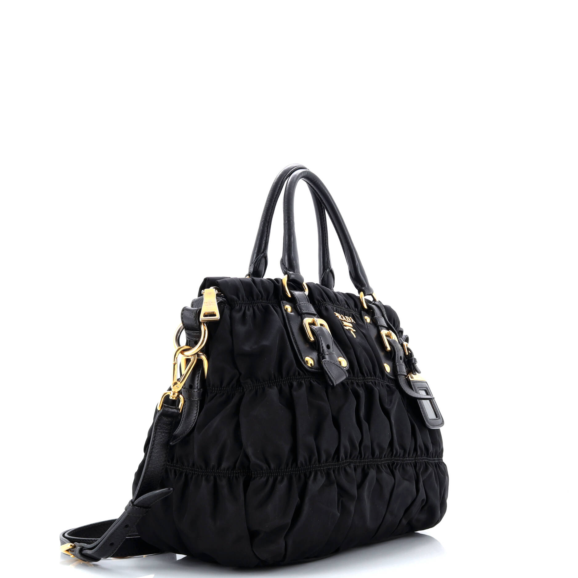 Prada Gaufre Convertible Tote Leather and Tessuto Large