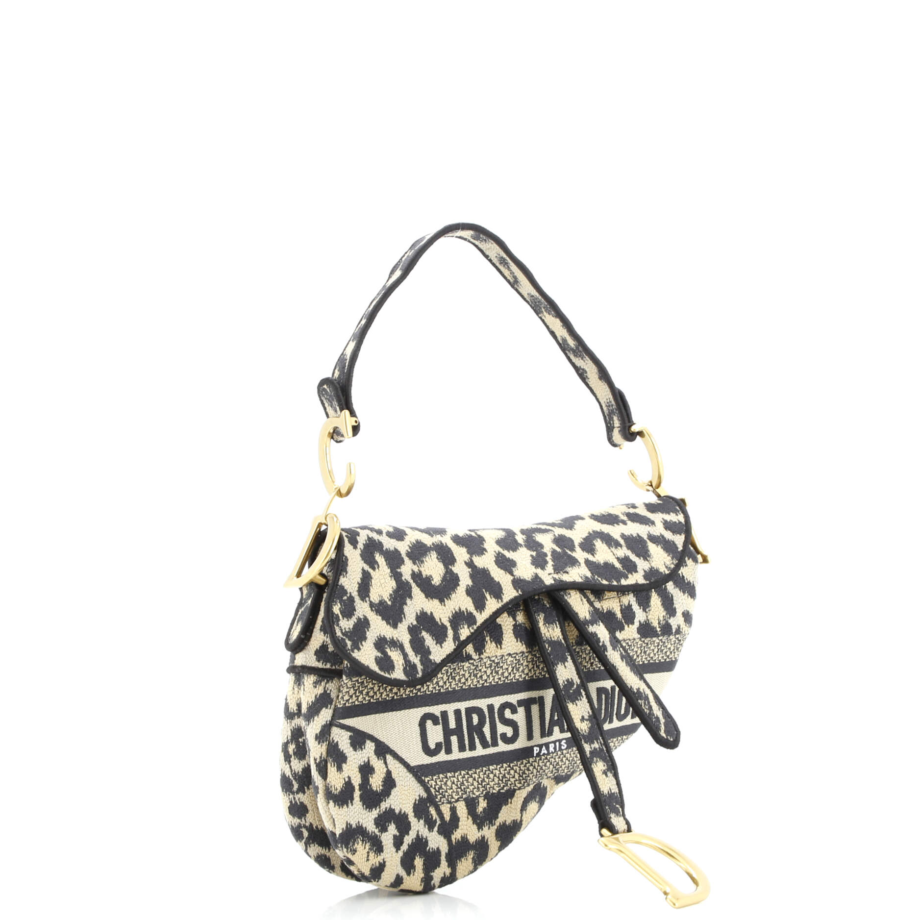 Christian Dior Saddle Handbag Mizza Embroidered Canvas Medium