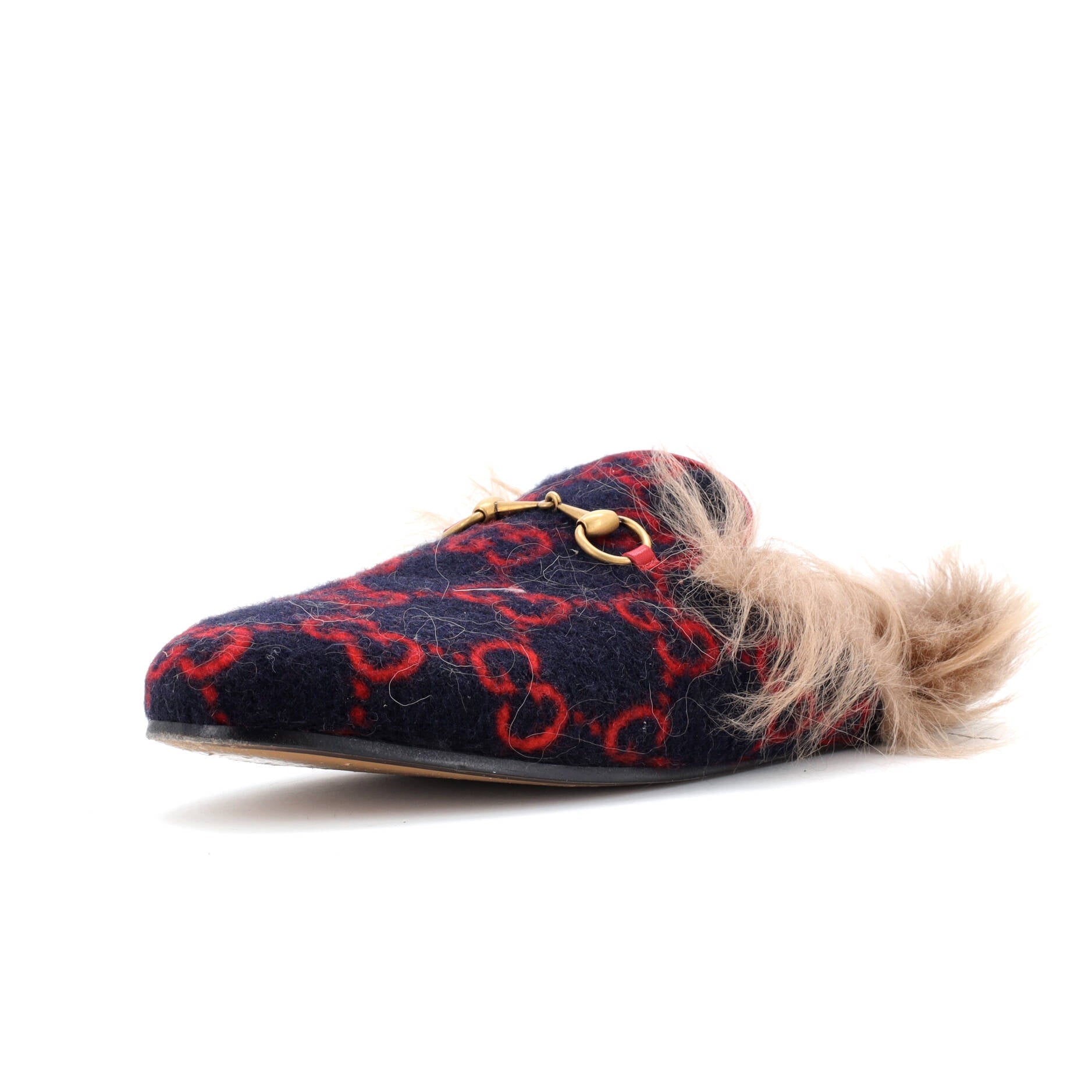 Gucci Women's Princetown Mules GG Wool with Lamb Hair