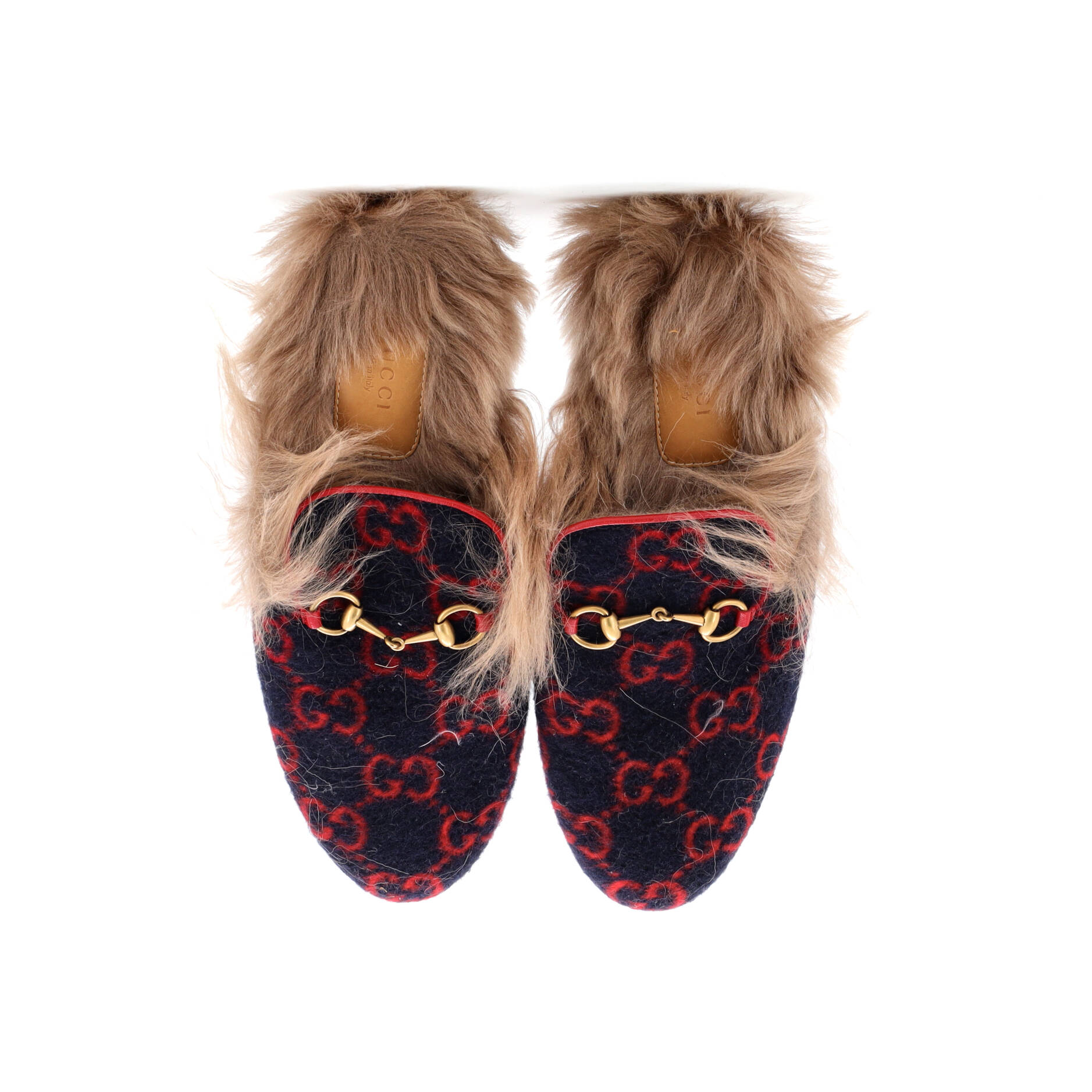 Gucci Women's Princetown Mules GG Wool with Lamb Hair