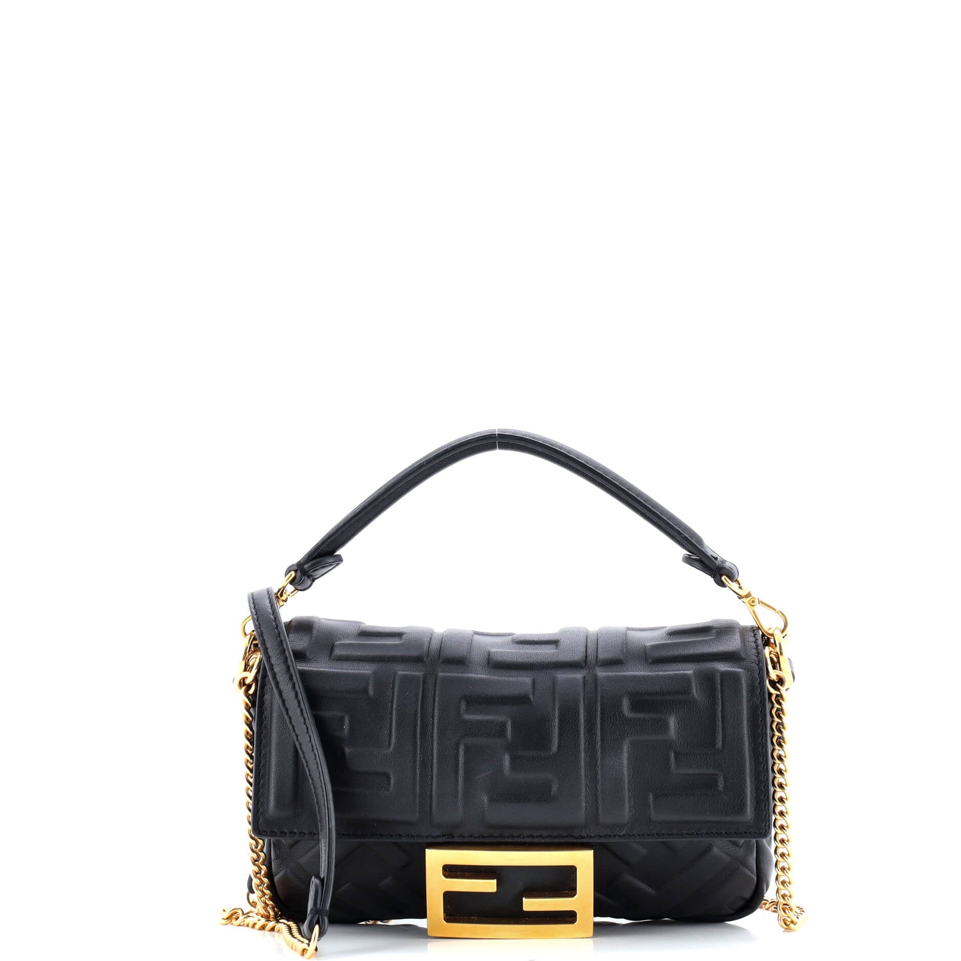 Fendi Baguette NM Bag Zucca Embossed Leather Mini