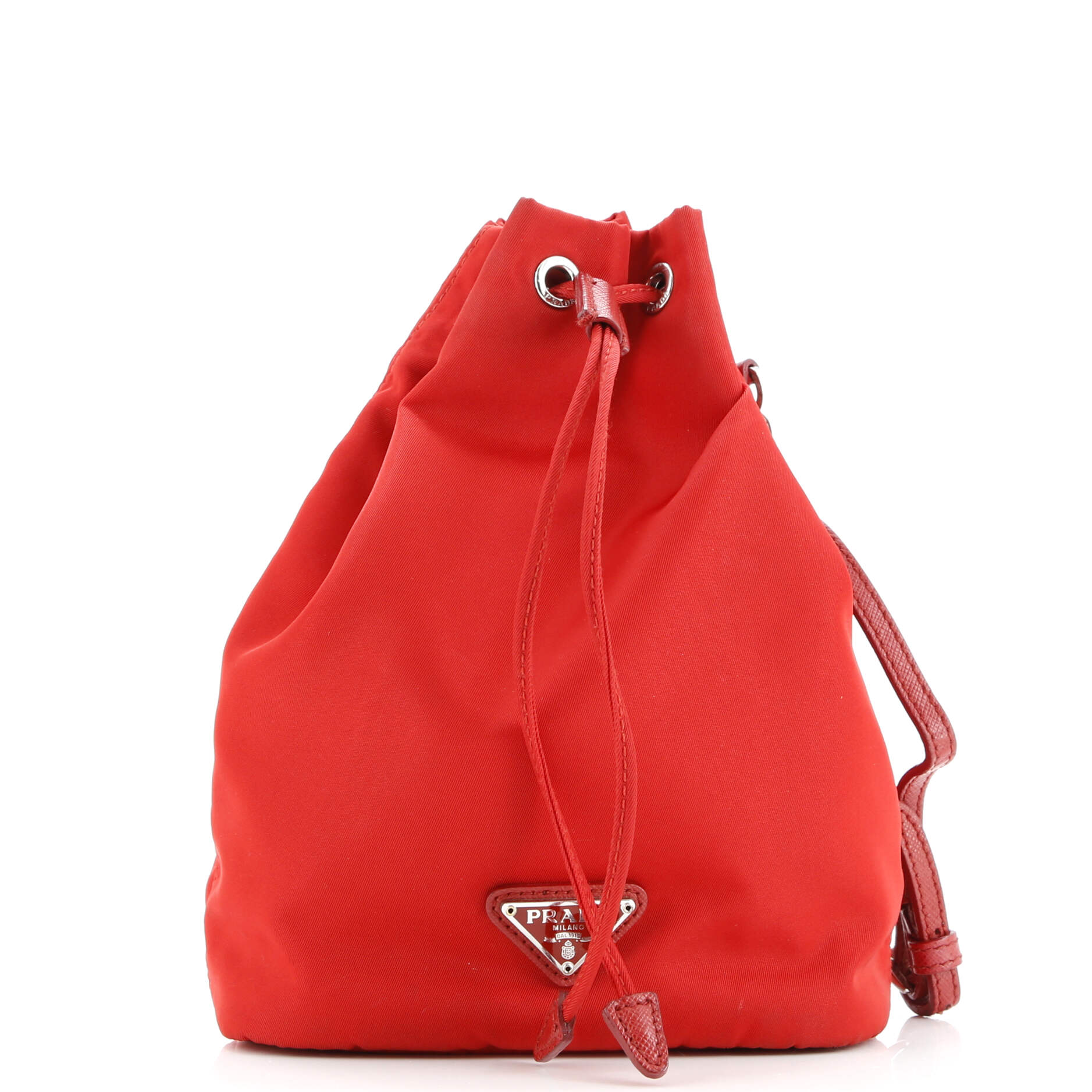 Prada Drawstring Wristlet Bucket Bag Tessuto Small