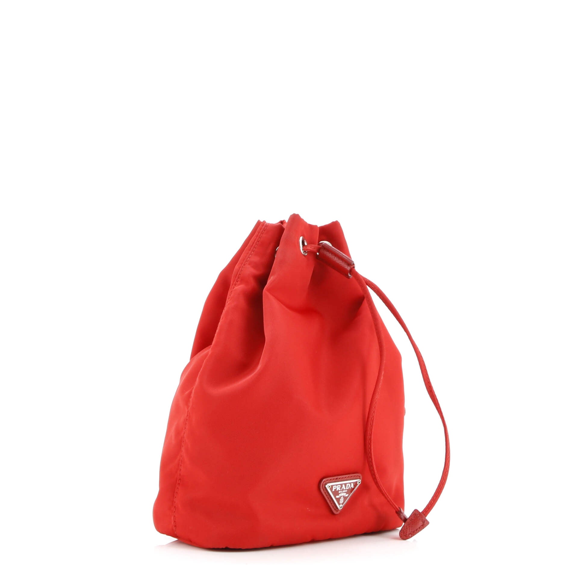 Prada Drawstring Wristlet Bucket Bag Tessuto Small