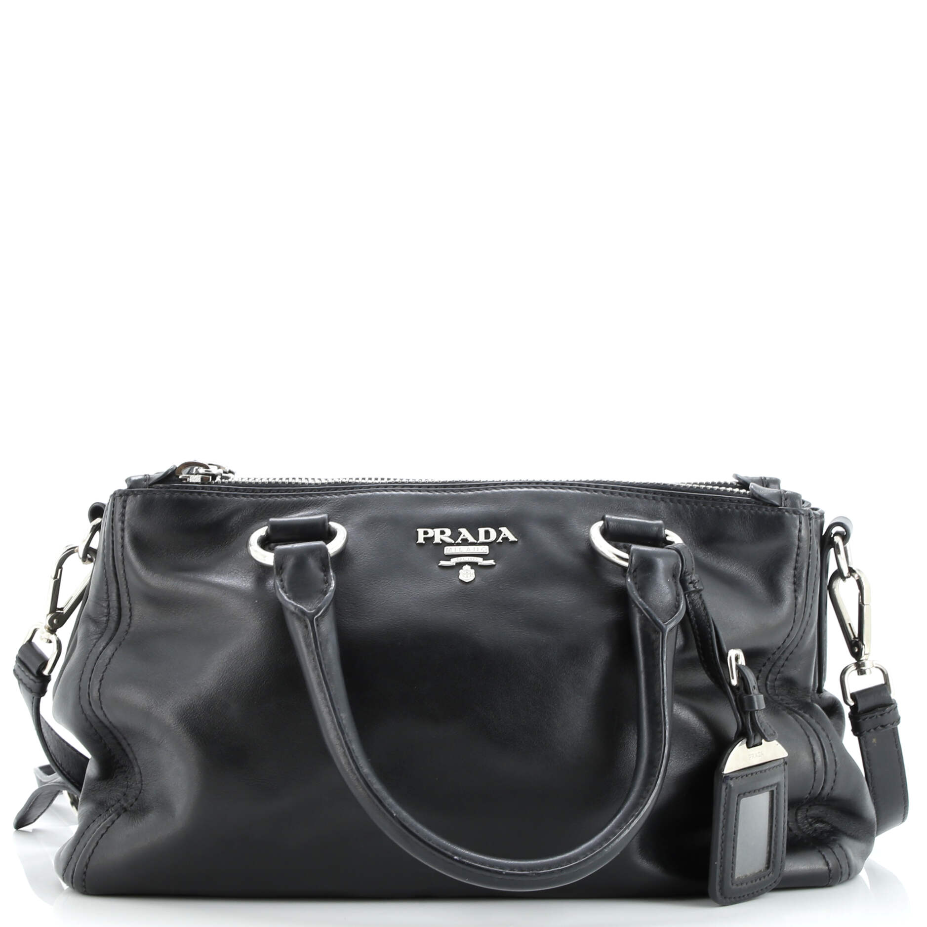 Prada Double Zip Convertible Tote Soft Calf Medium