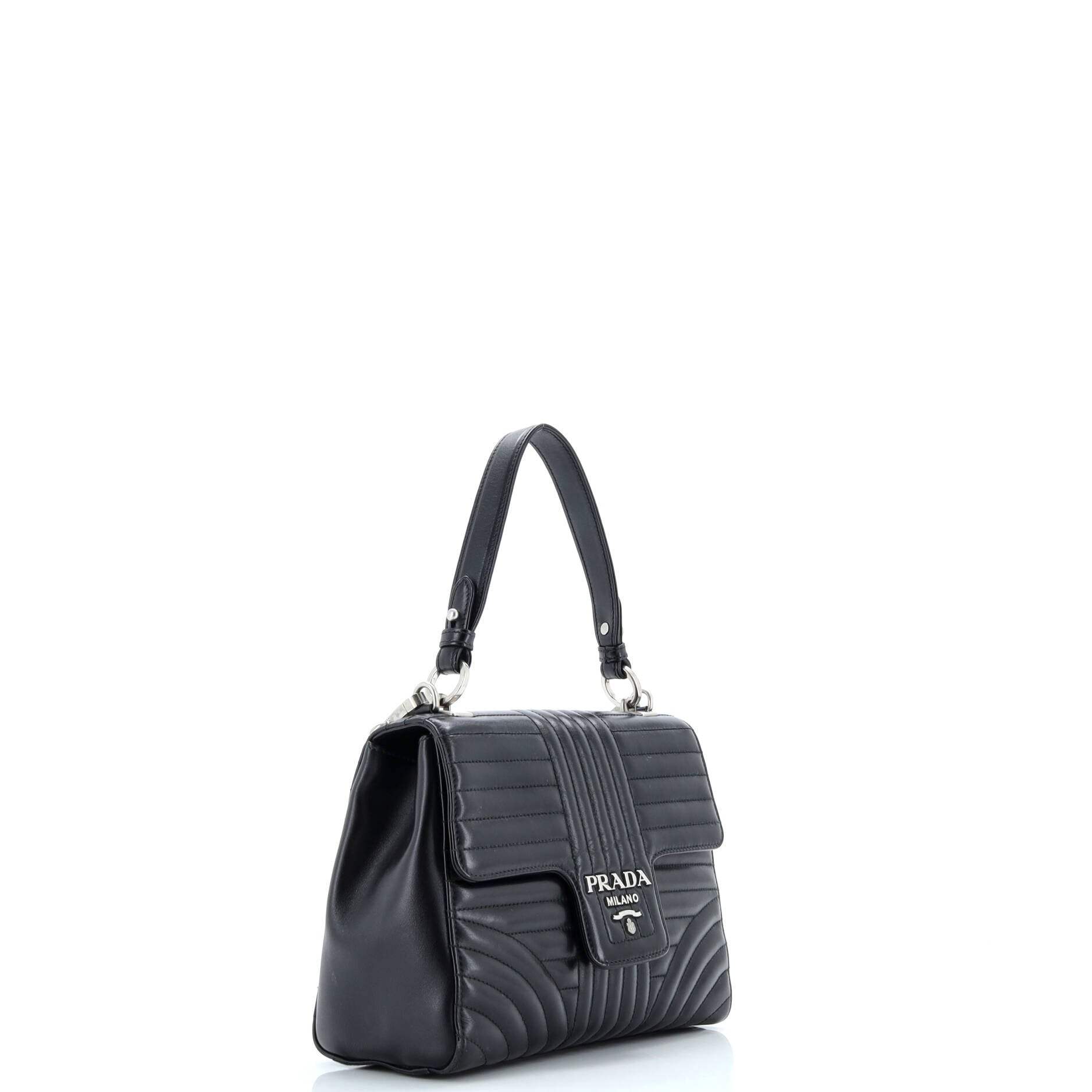 Prada Top Handle Flap Bag Diagramme Quilted Leather Small