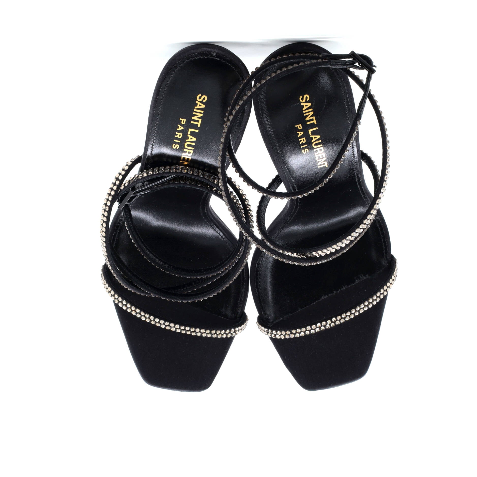 Saint Laurent Women's Opyum Heels Crystal Embellished Satin 110