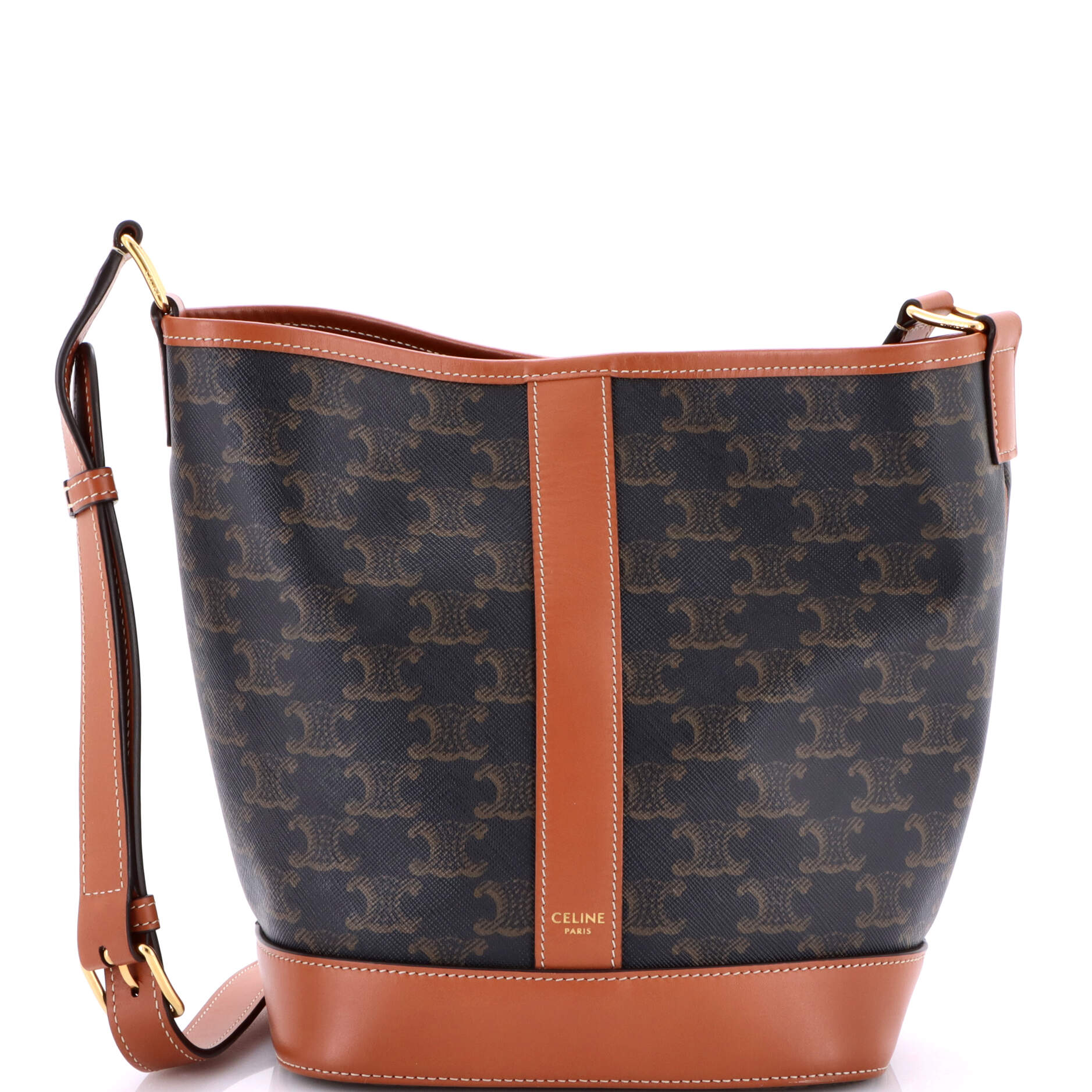 Celine Bucket Bag Triomphe Coated Canvas Small
