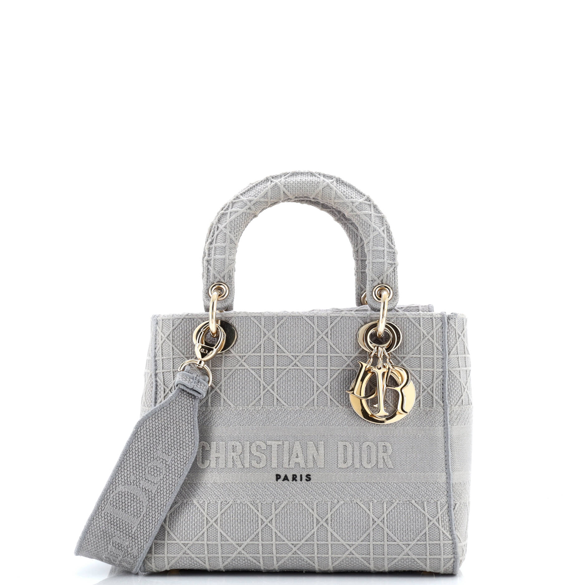 Christian Dior Lady D-Lite Bag Cannage Embroidered Canvas Medium