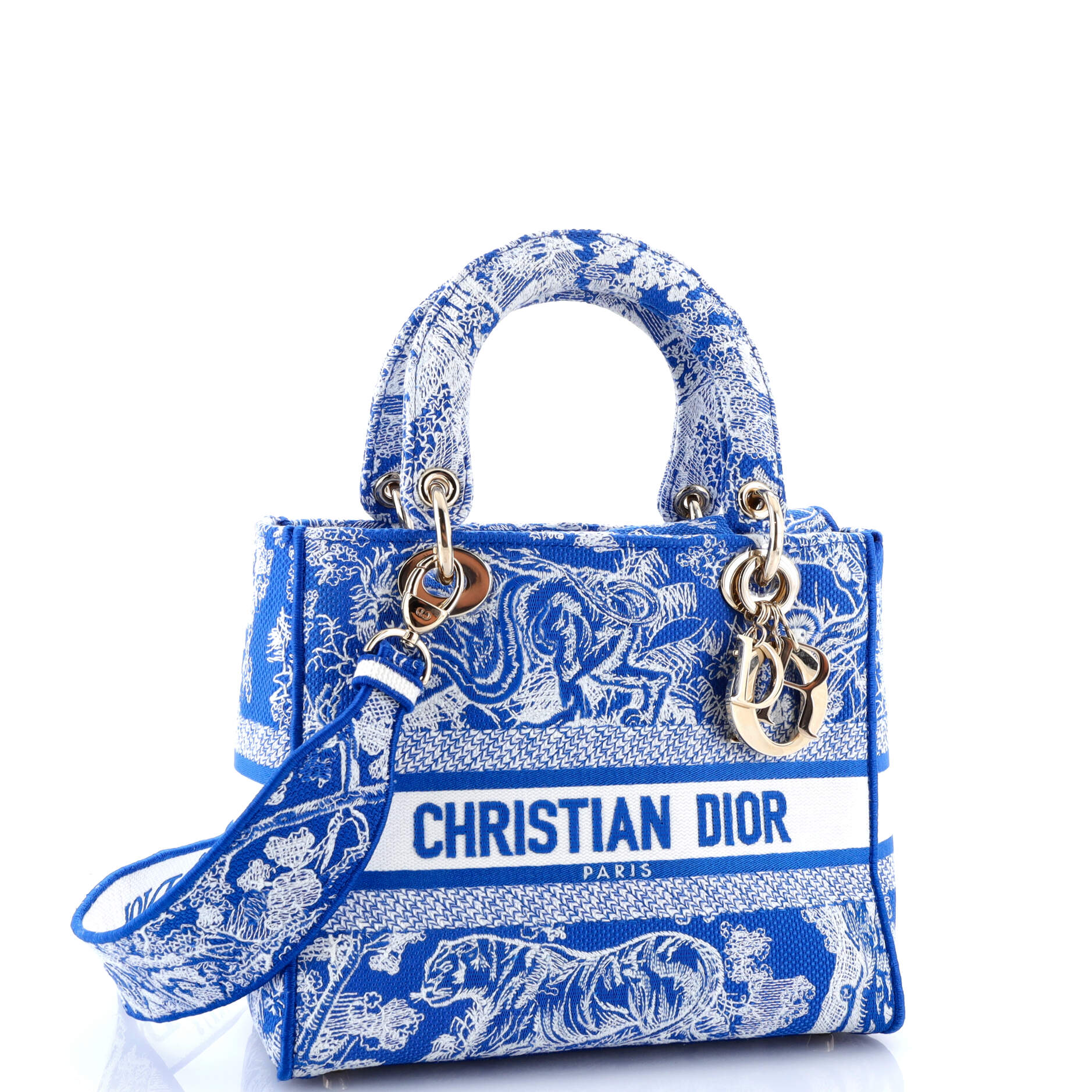 Christian Dior Toile de Jouy Lady D-Lite Bag Embroidered Canvas