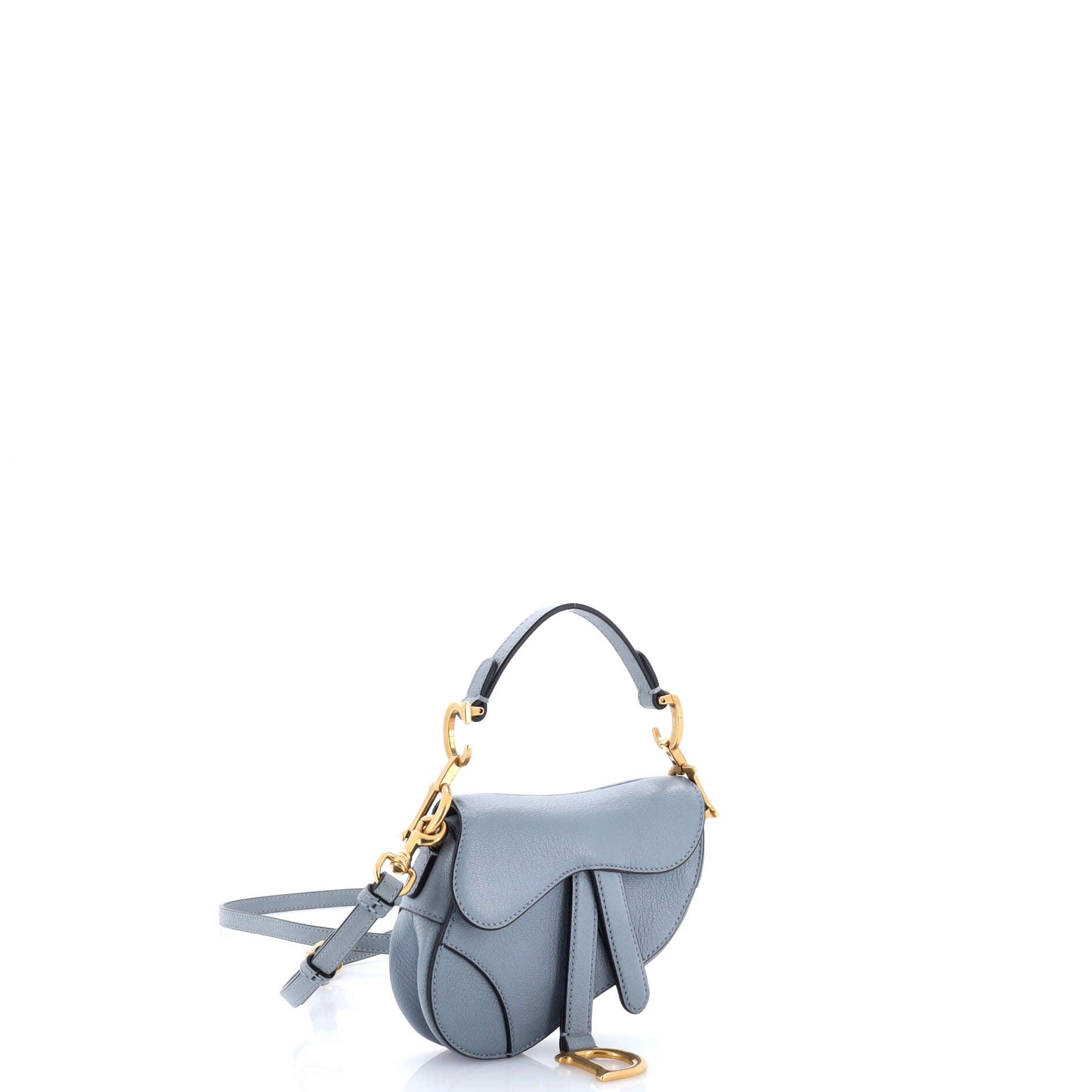 Christian Dior Saddle Handbag with Strap Leather Micro