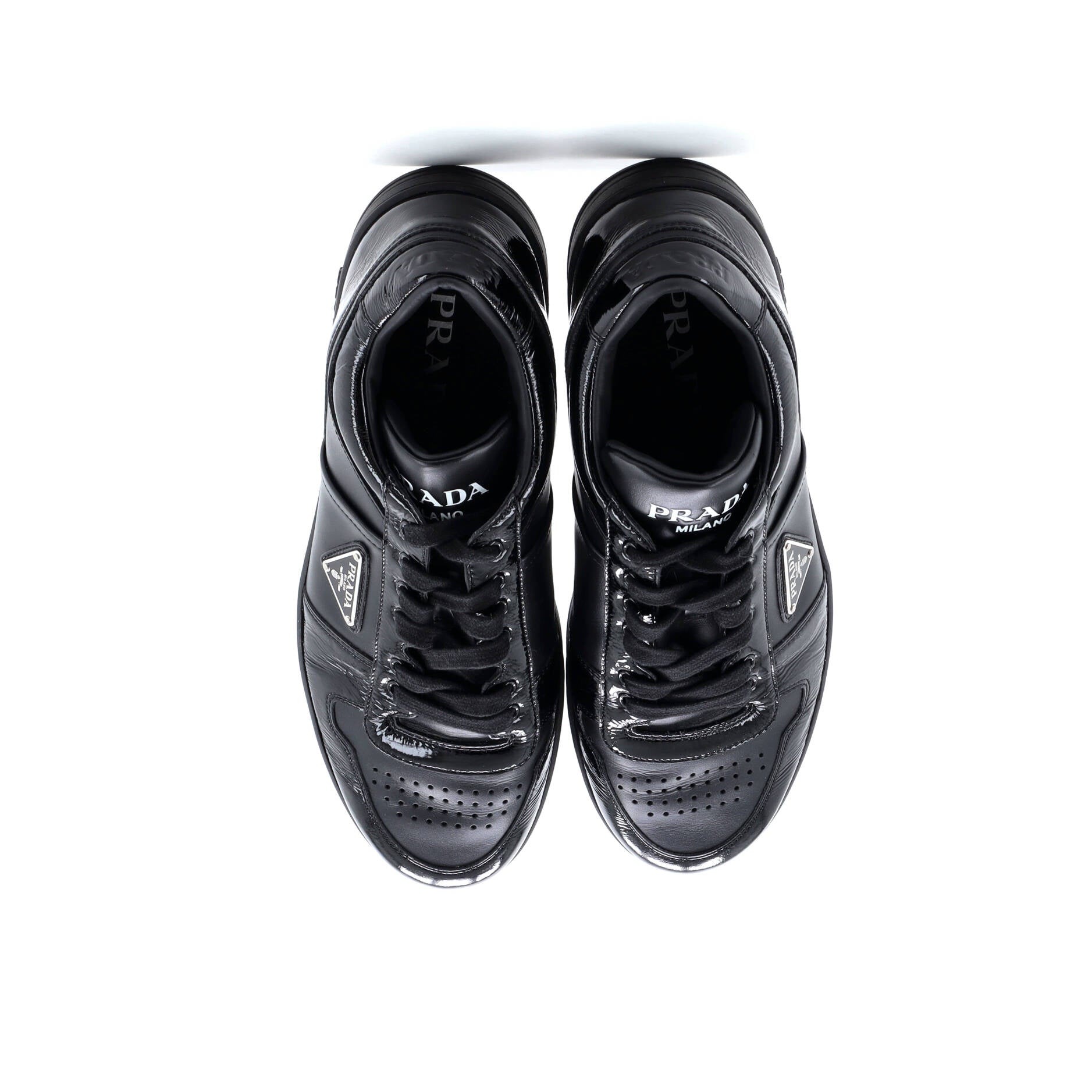 Prada Men's Downtown Low-Top Sneakers Leather and Patent