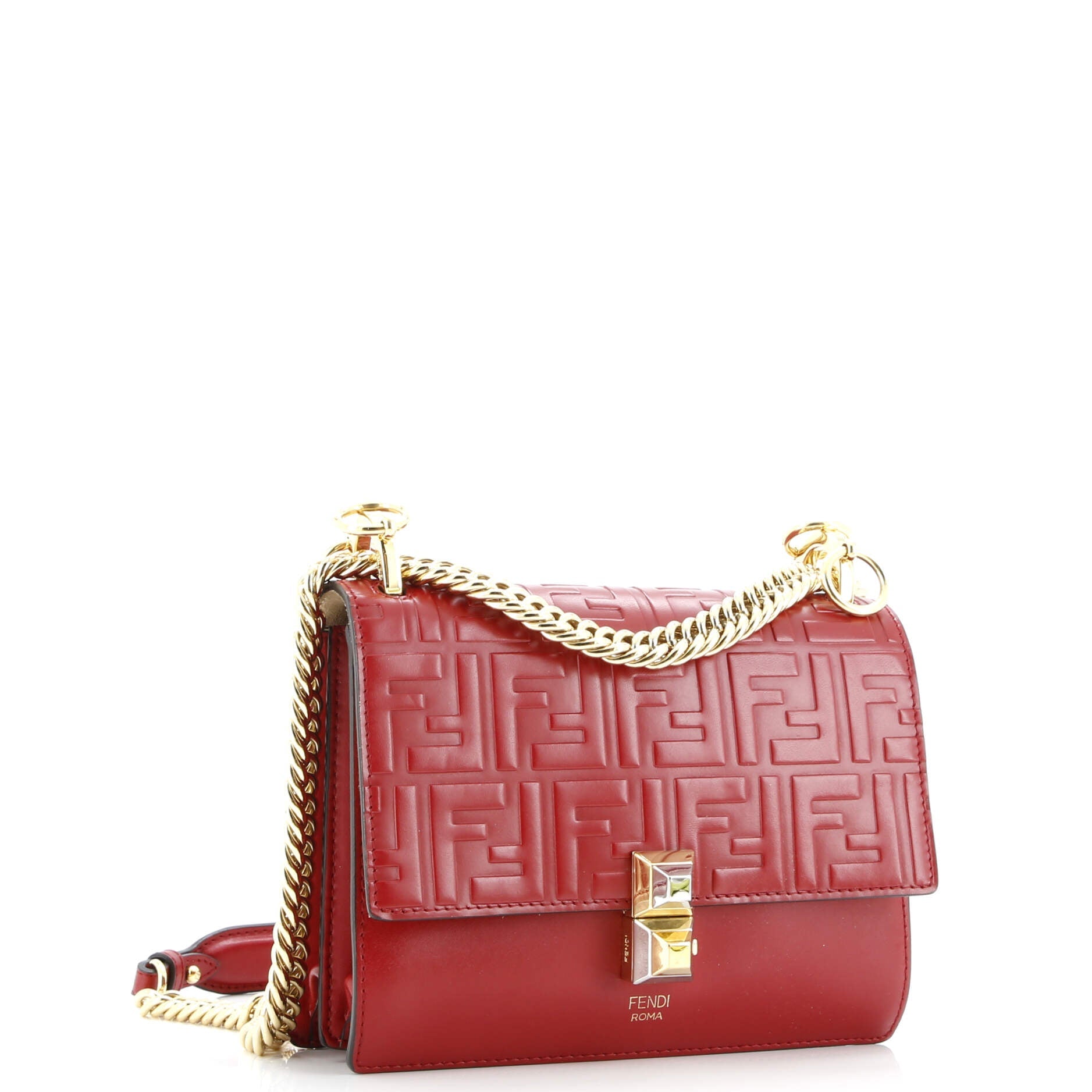Fendi Kan I Bag Zucca Embossed Leather Small