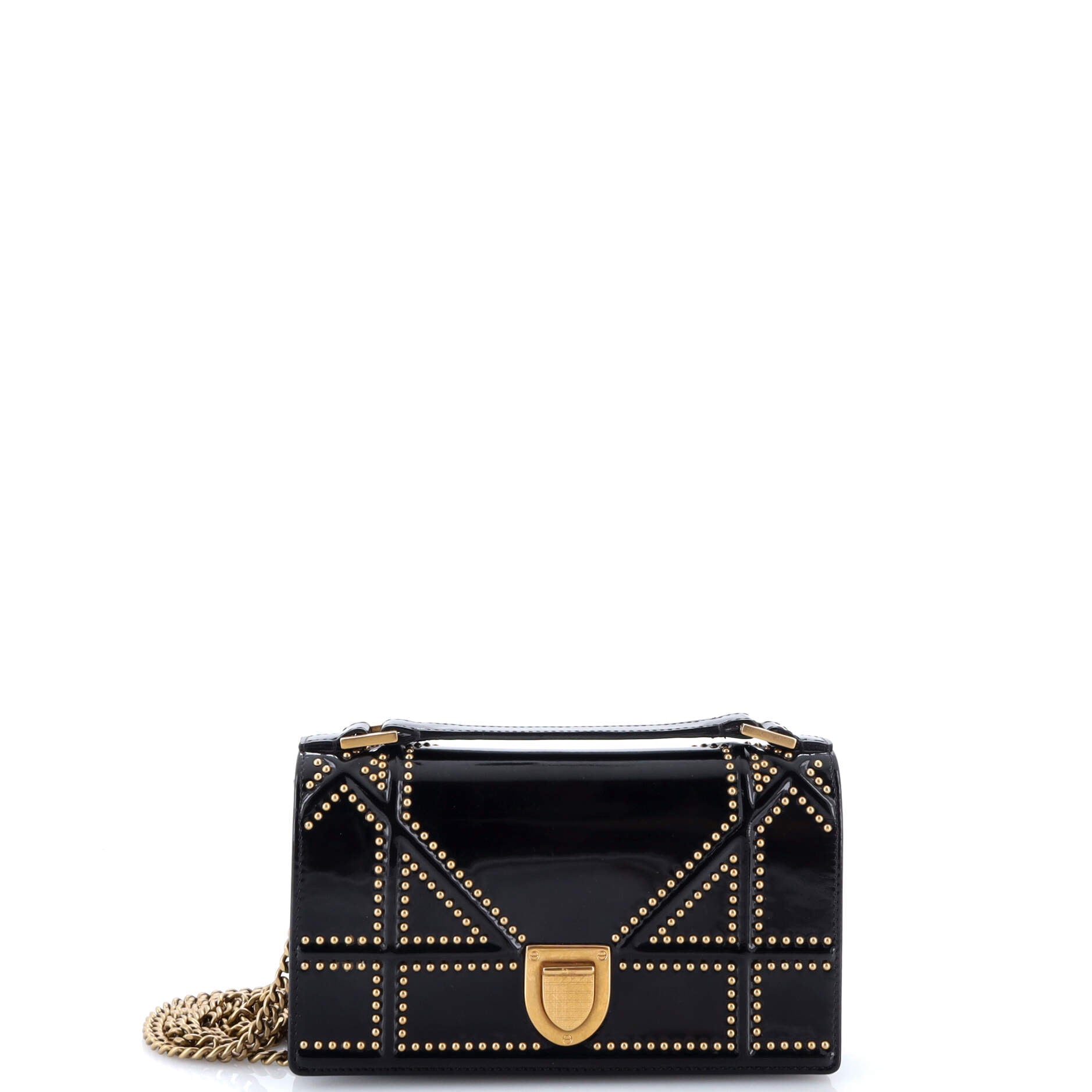 Christian Dior Diorama Flap Bag Studded Patent Small