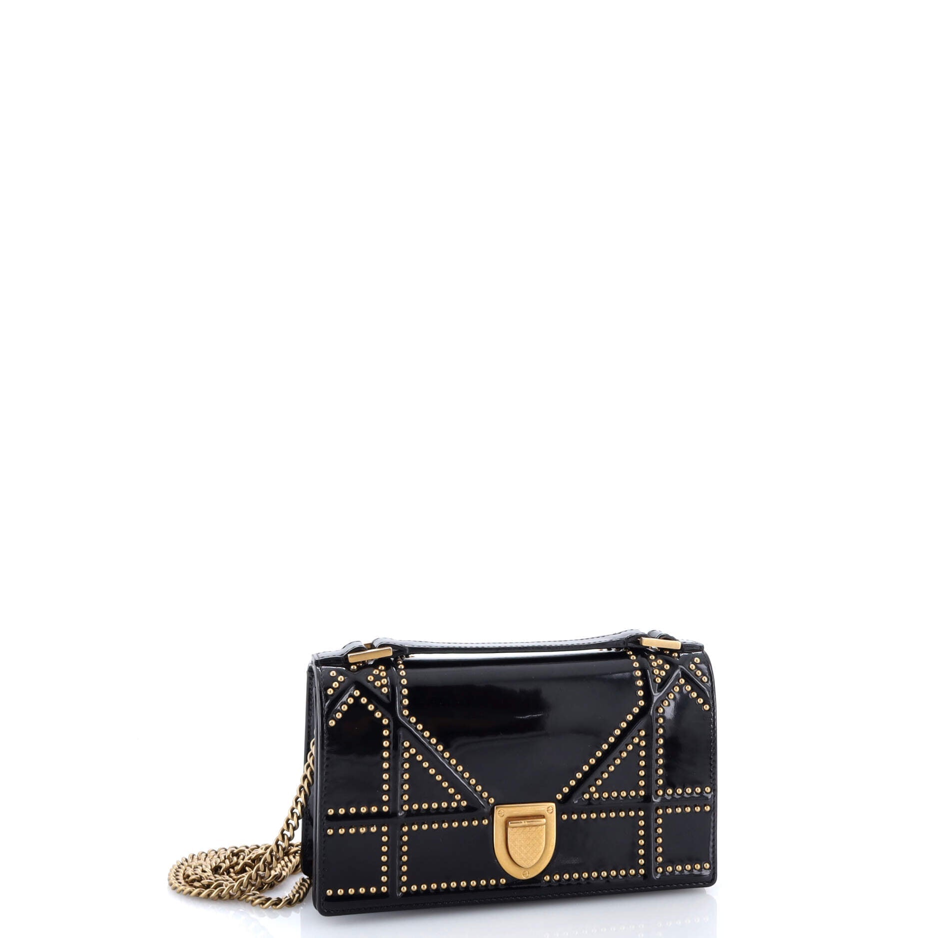 Christian Dior Diorama Flap Bag Studded Patent Small