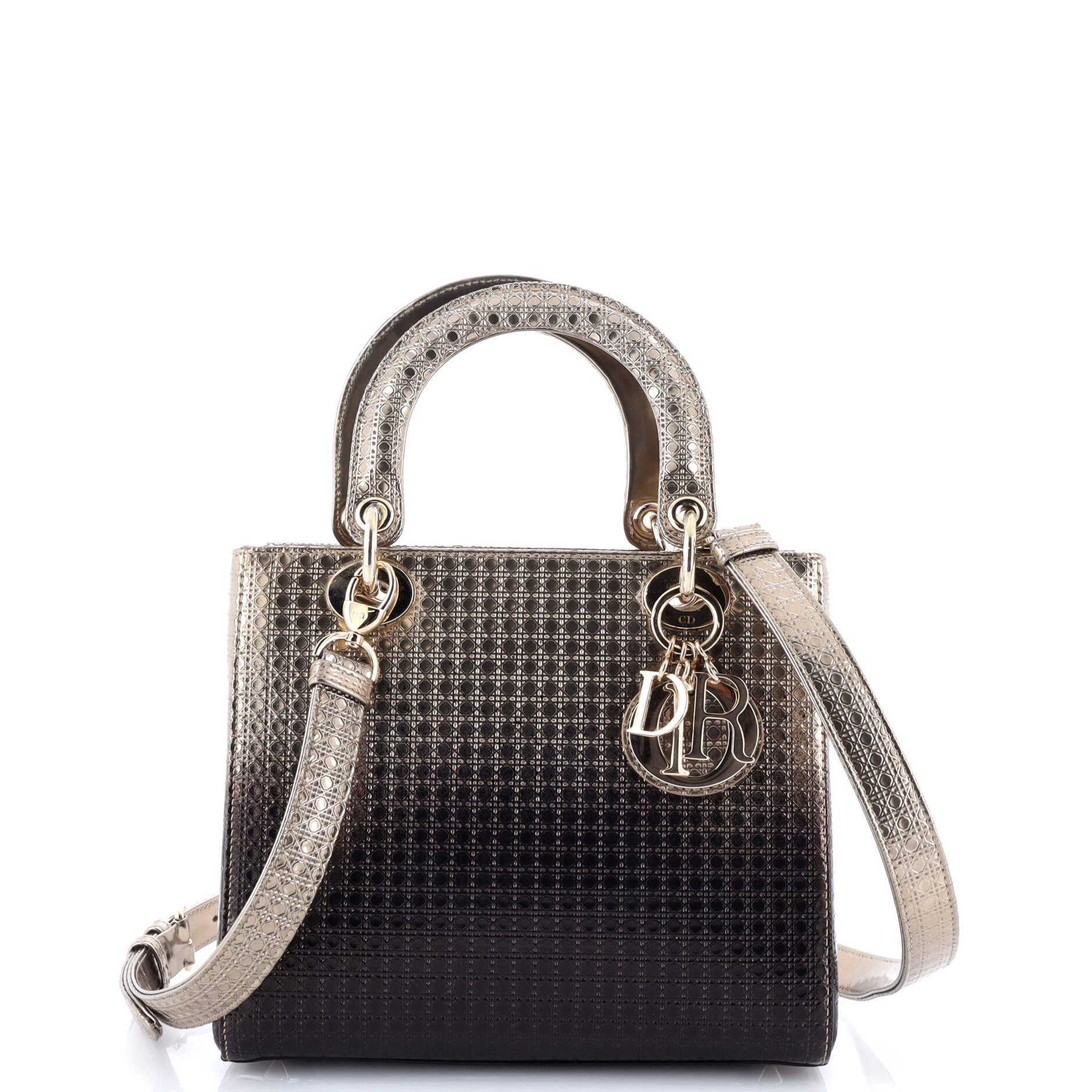 Christian Dior Lady Dior Bag Micro Cannage Ombre Metallic Calfskin Medium