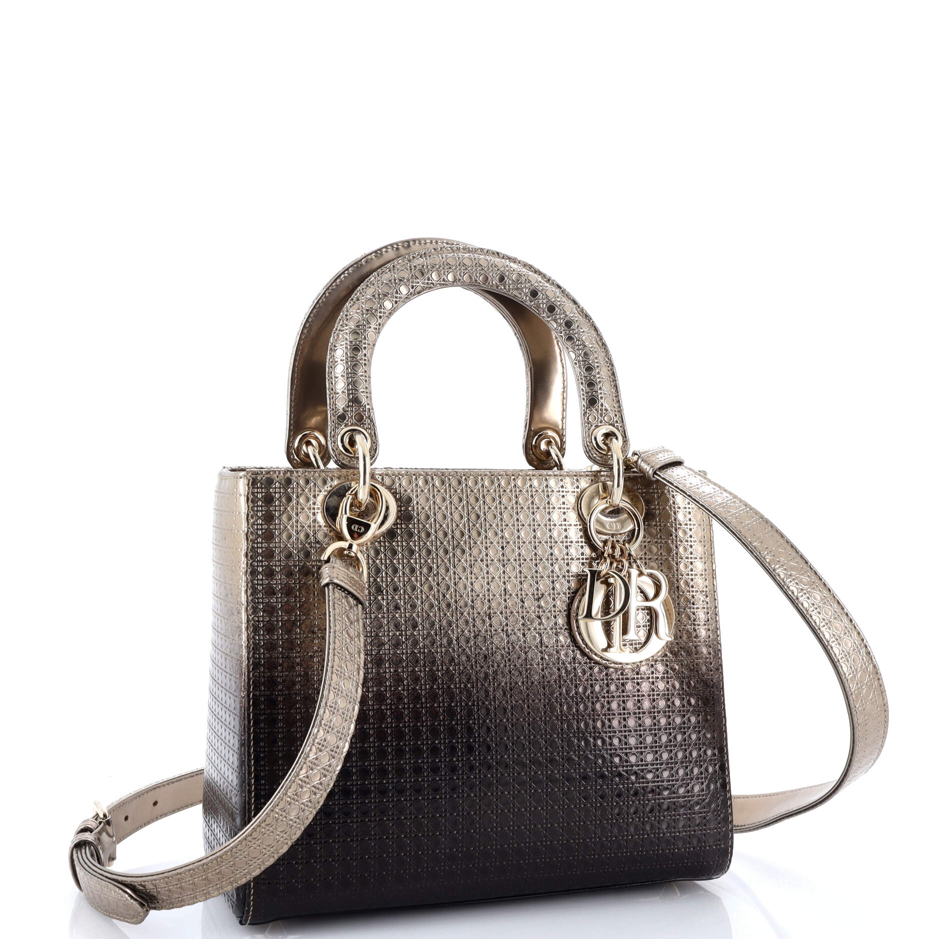 Christian Dior Lady Dior Bag Micro Cannage Ombre Metallic Calfskin Medium