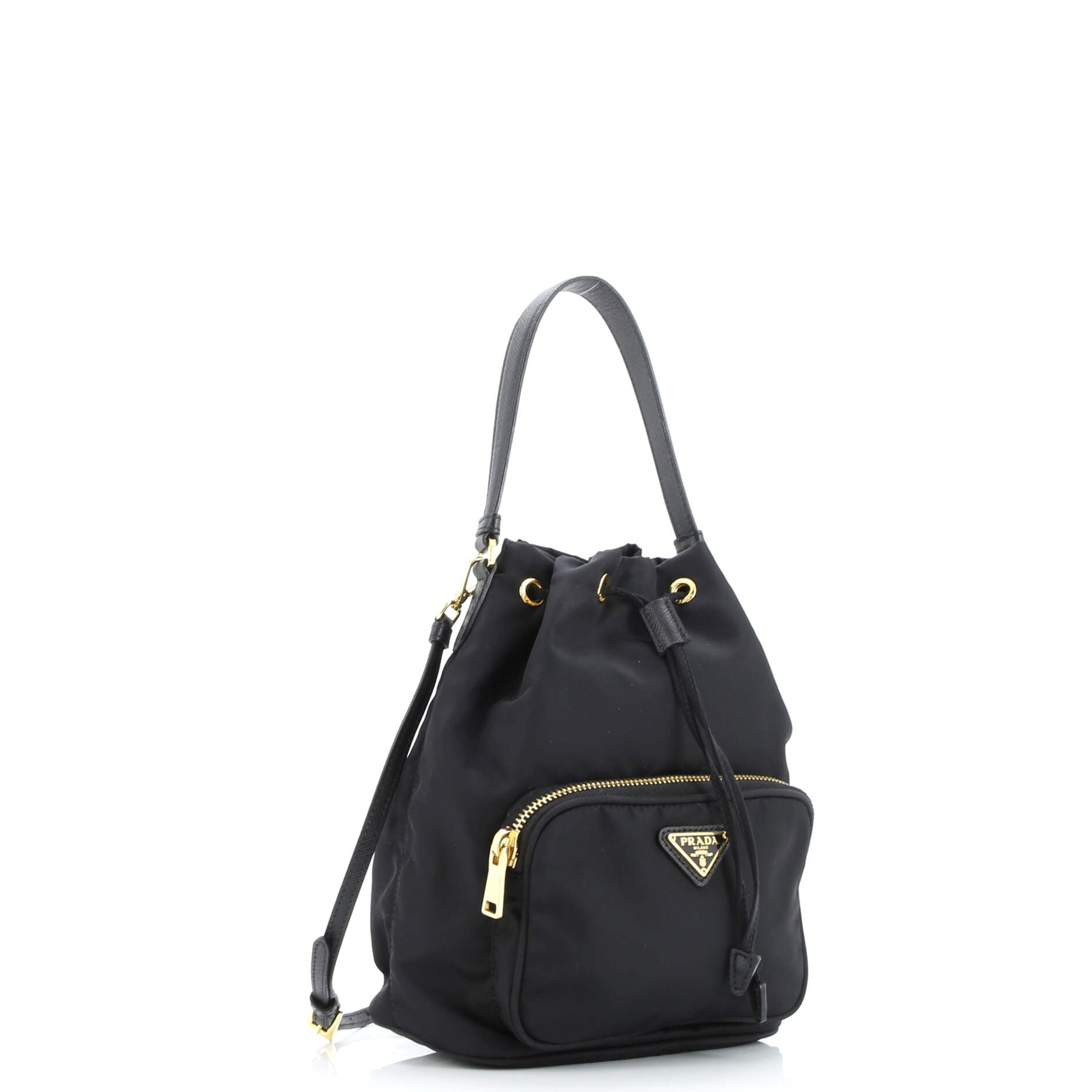 Prada Duet Drawstring Bucket Bag Tessuto Small