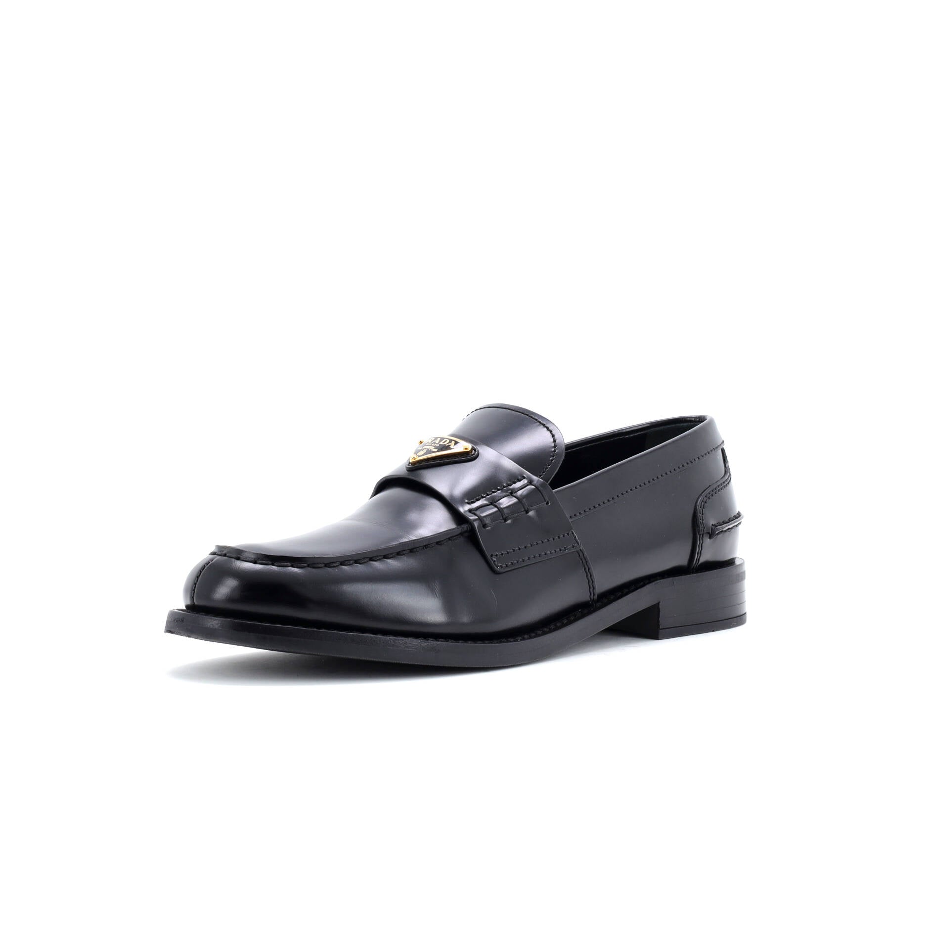Prada Women's Triangle Logo Loafers Spazzolato Leather
